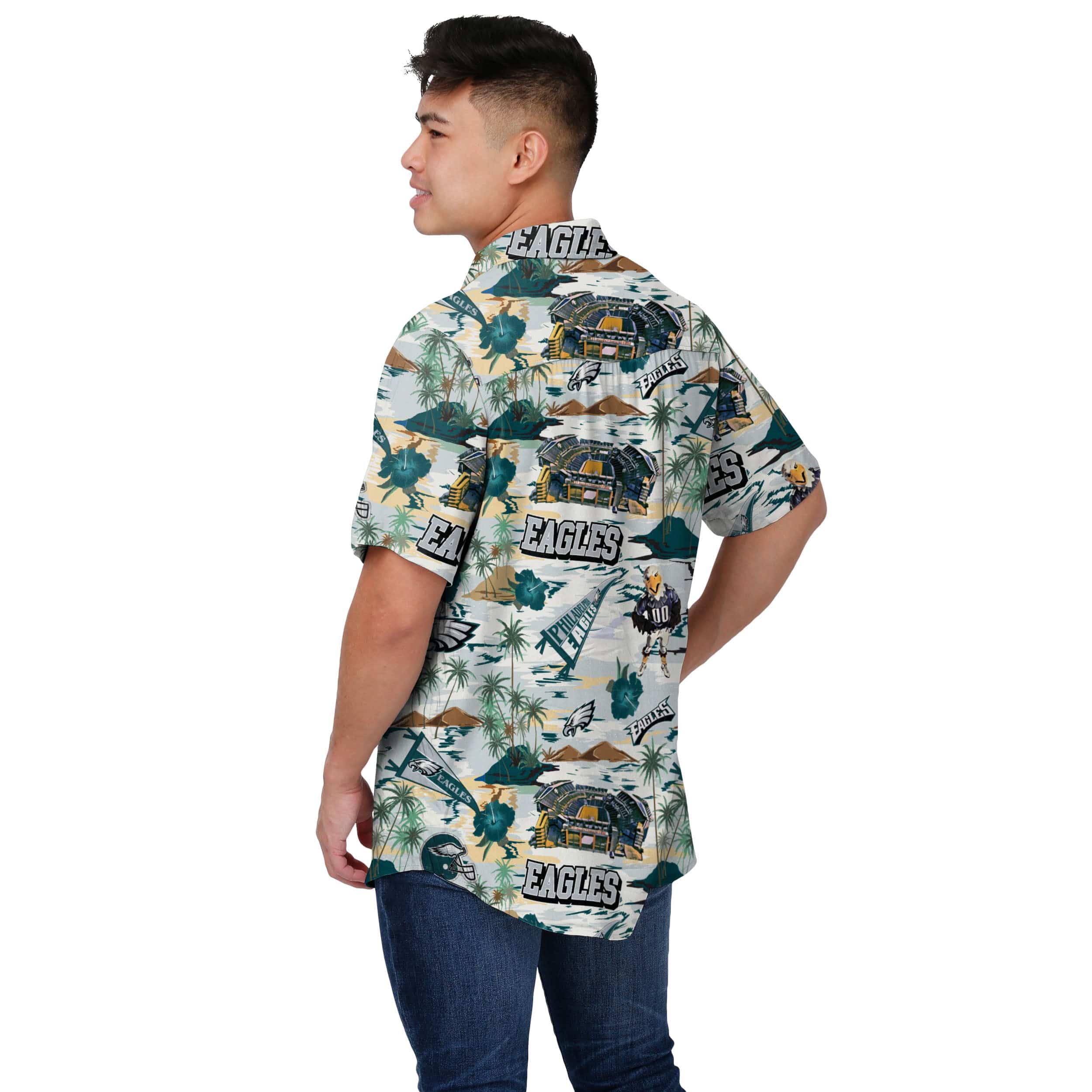 Philadelphia Eagles NFL Mens Thematic Stadium Print Button Up Shirt - Image 3