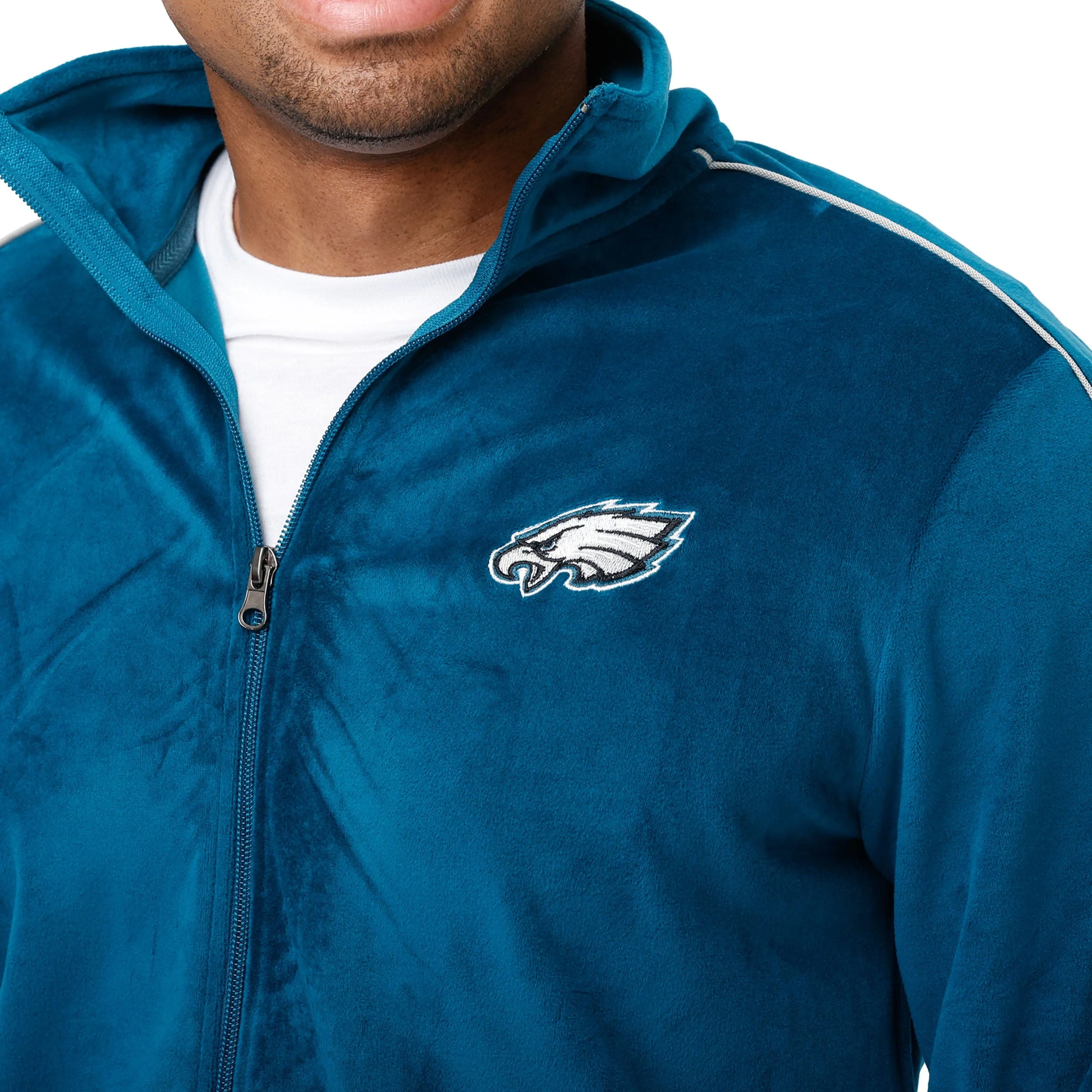 Philadelphia Eagles NFL Mens Velour Zip Up Top - Image 3