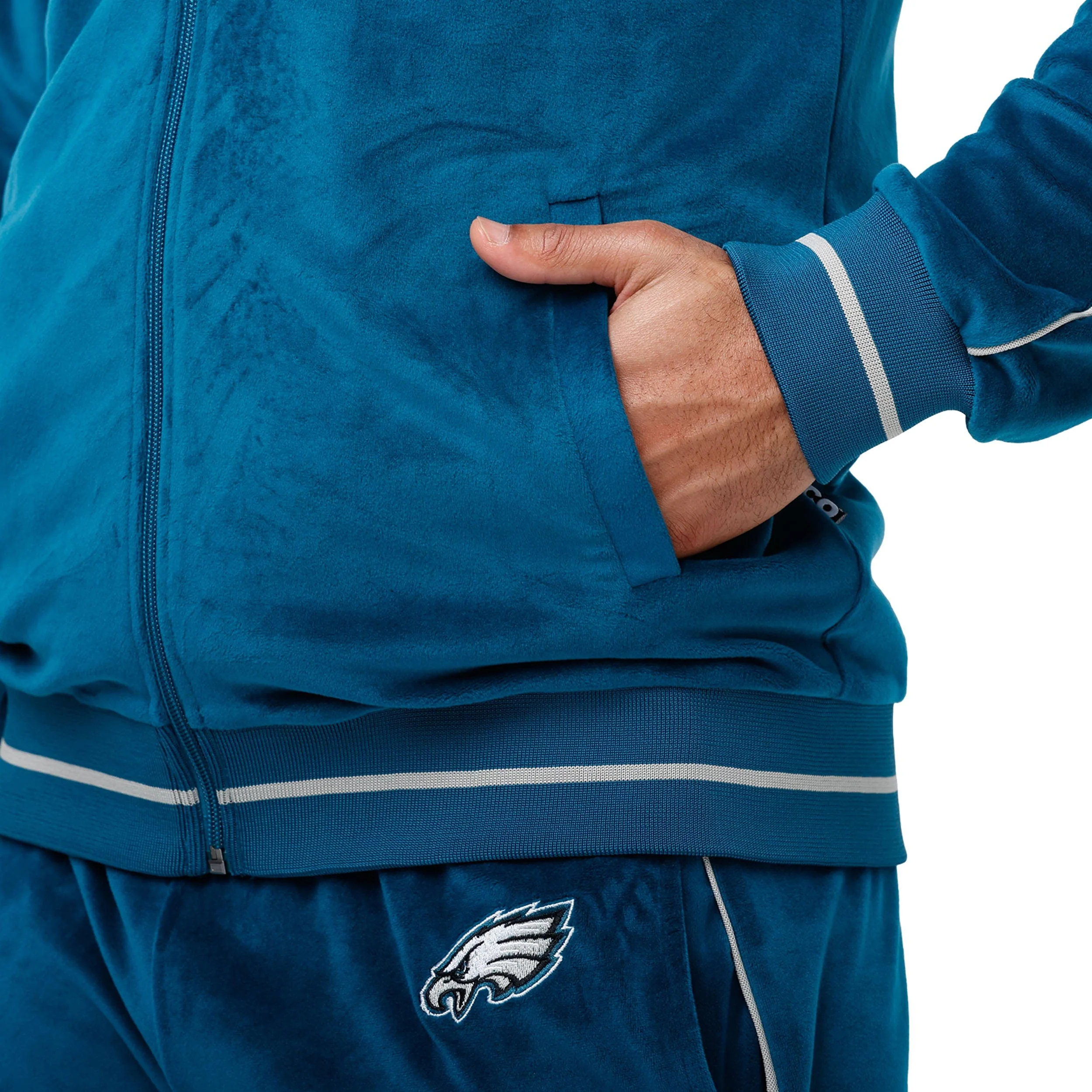 Philadelphia Eagles NFL Mens Velour Zip Up Top - Image 4