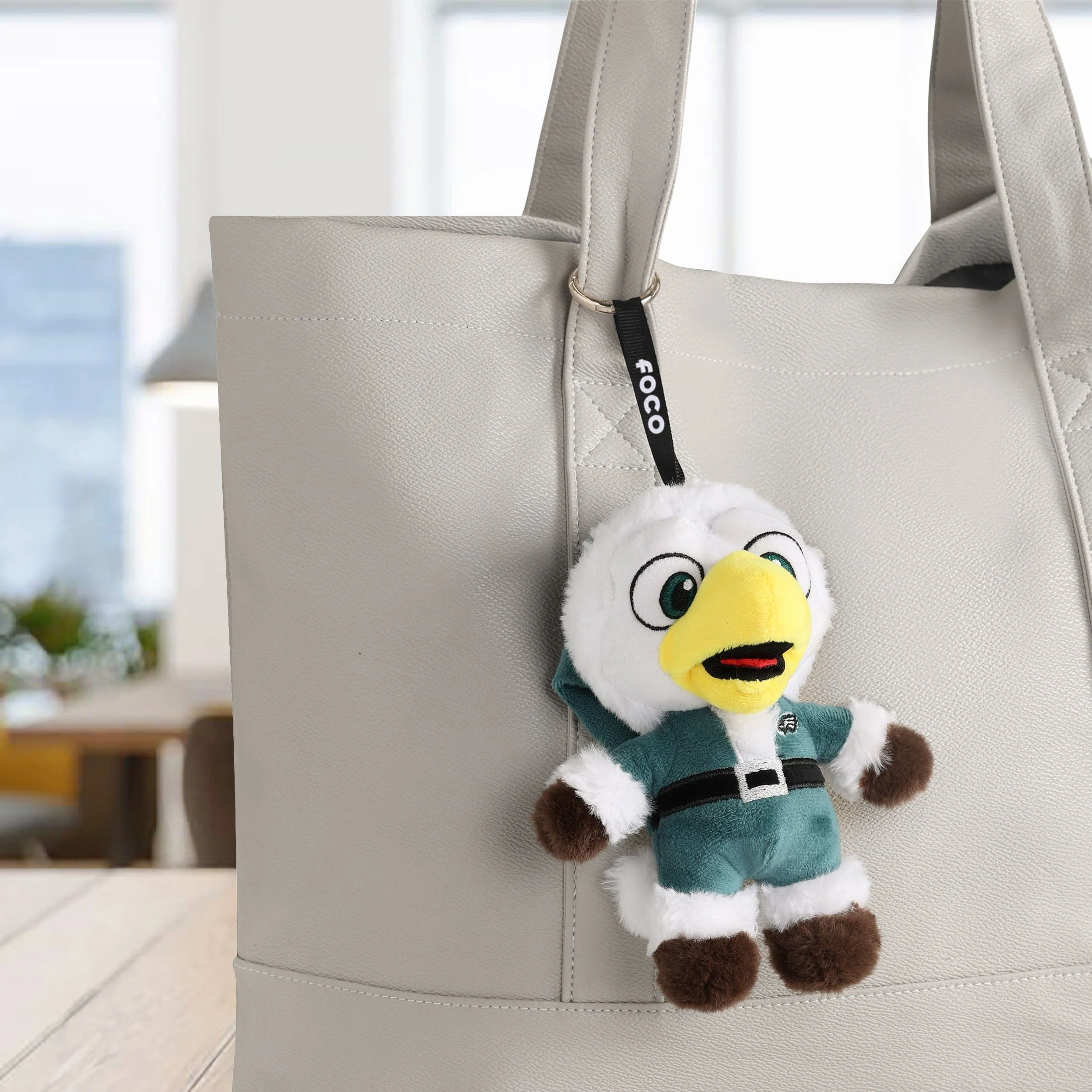 Philadelphia Eagles NFL Plush Mascot Santa Bag Charm Keychain - Image 2