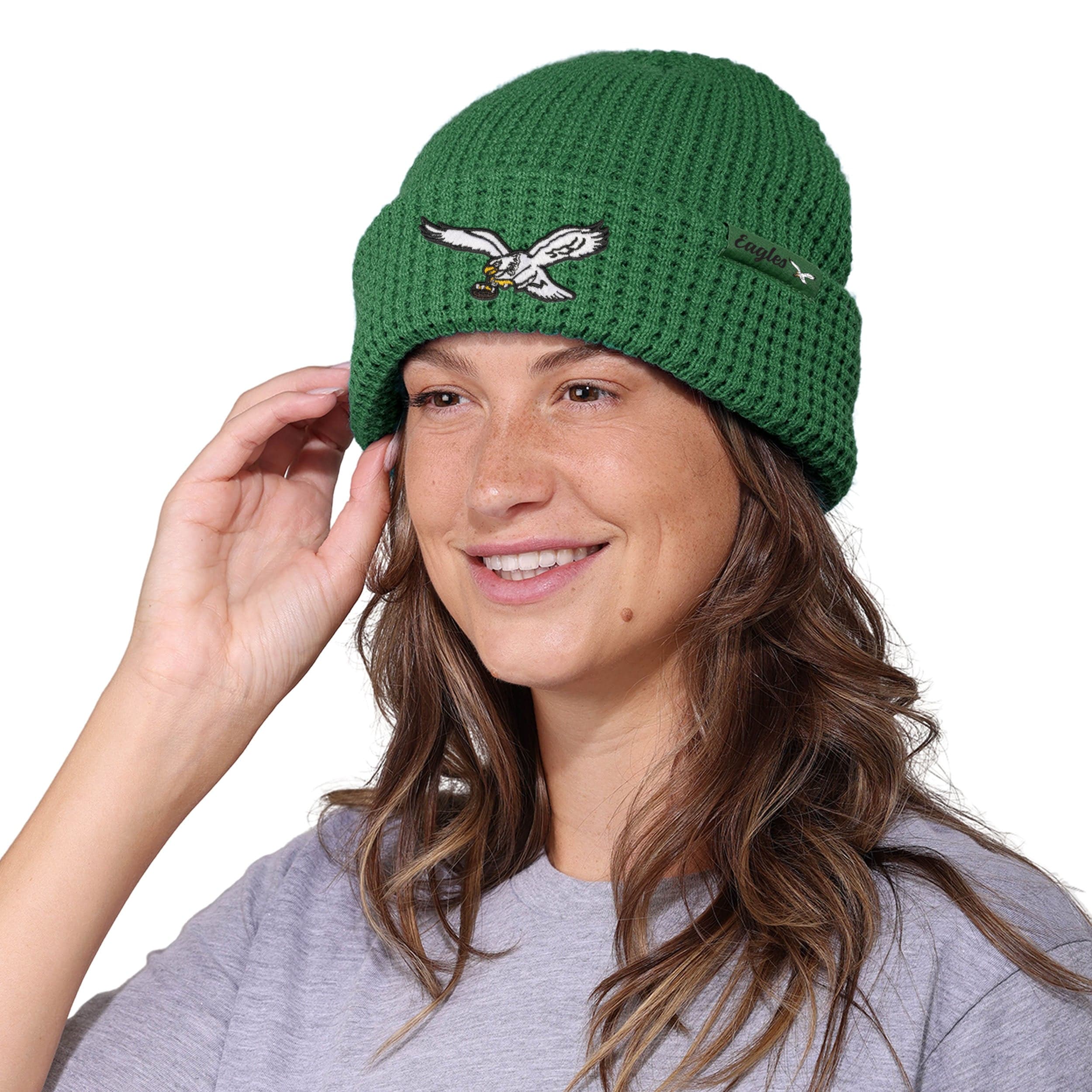 Philadelphia Eagles NFL Primary Logo Waffle Beanie Kelly Green - Image 3