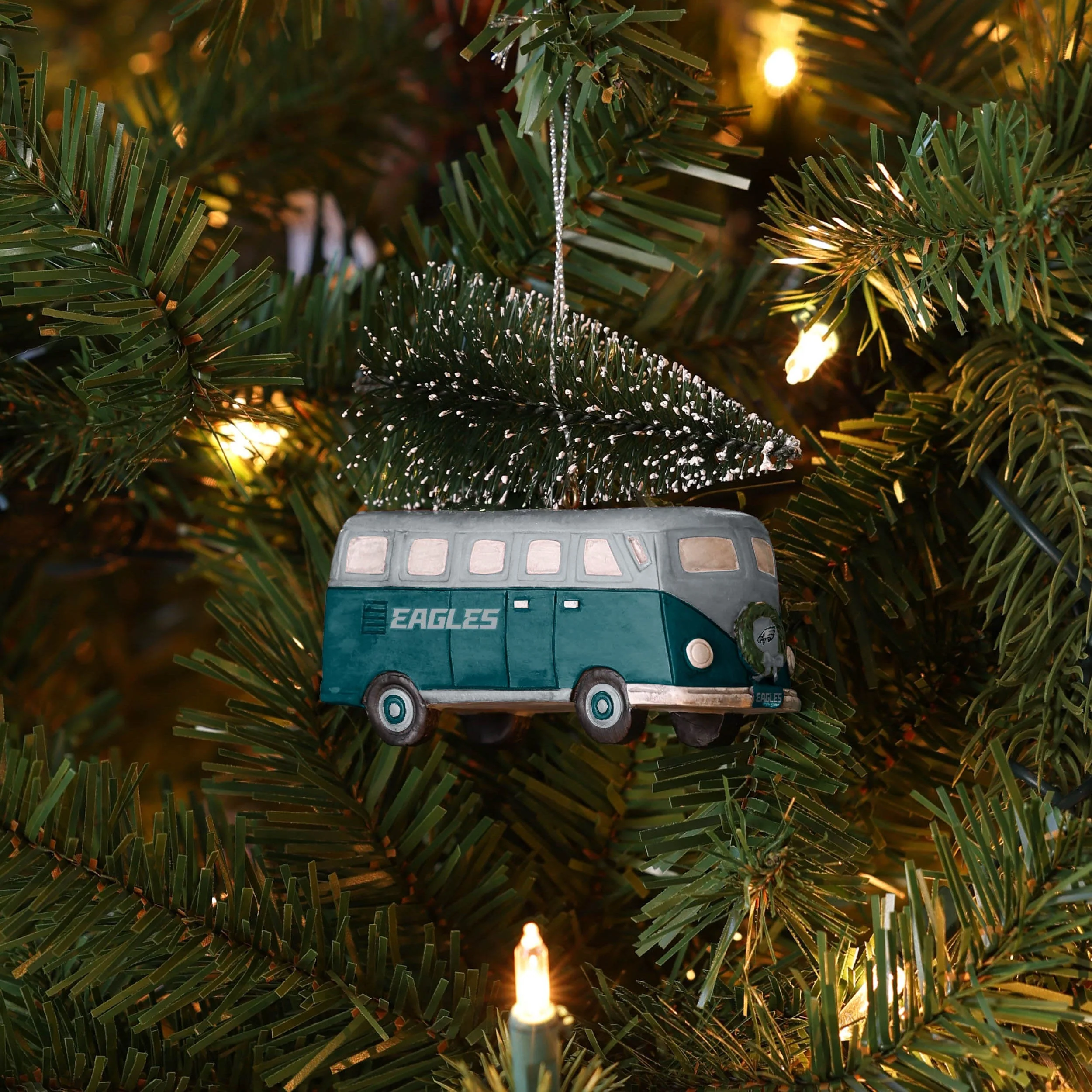 Philadelphia Eagles Retro Bus With Tree Ornament - Image 4
