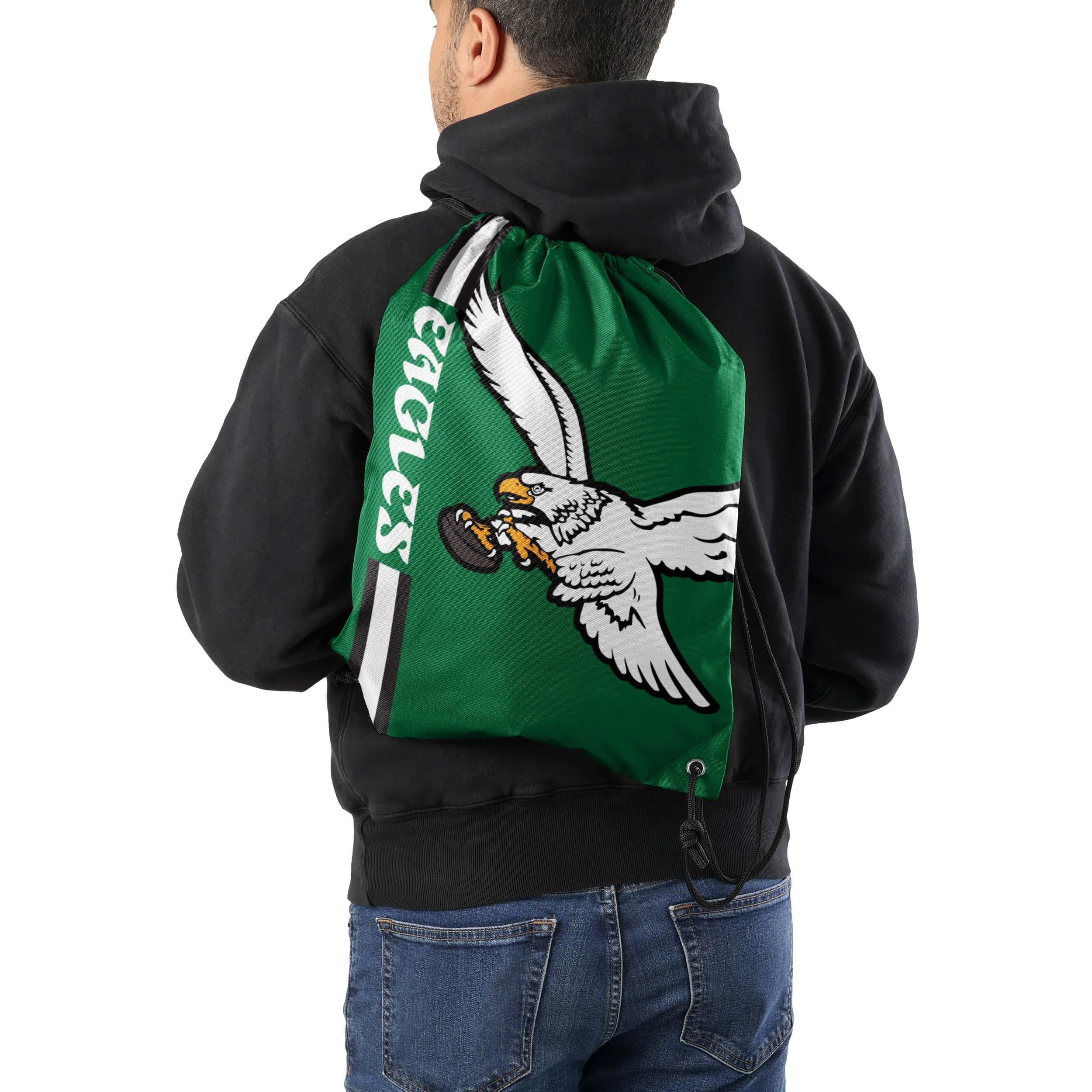 Philadelphia Eagles NFL Retro Kelly Green Big Logo Drawstring Backpack - Image 2