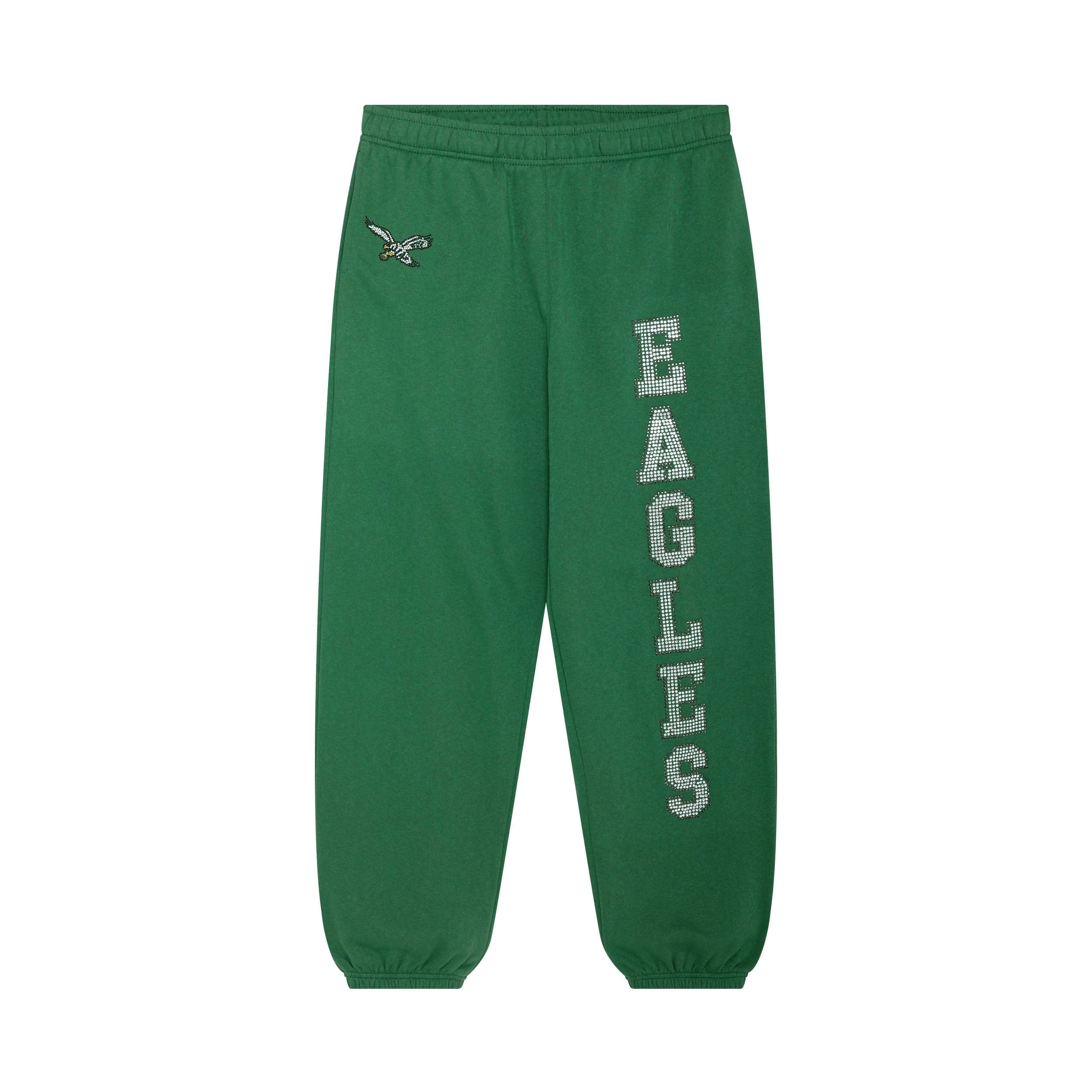 Philadelphia Eagles NFL Retro Womens Big Wordmark Rhinestone Sweatpants - Image 6
