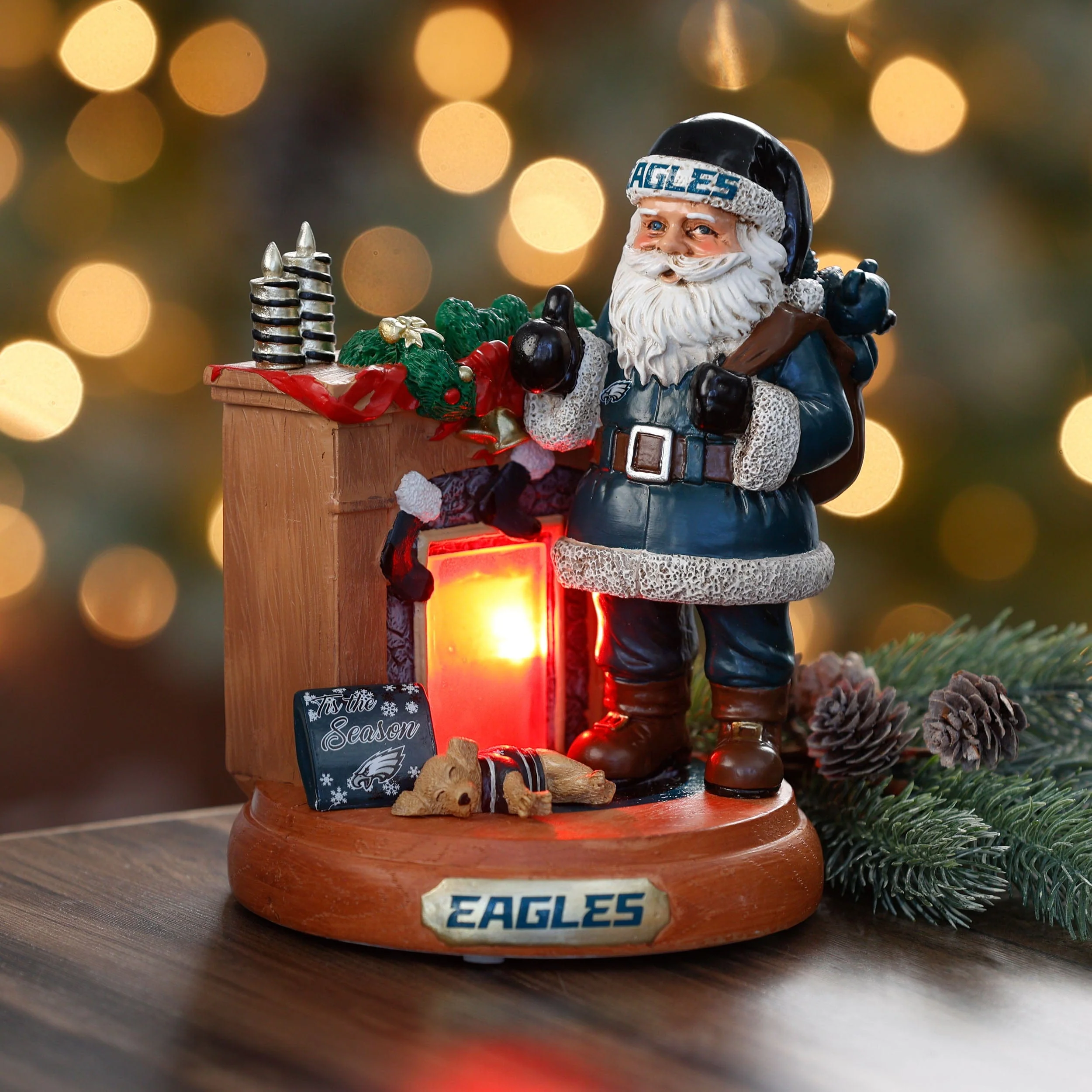 Philadelphia Eagles NFL Santa Fireplace Figurine - Image 2