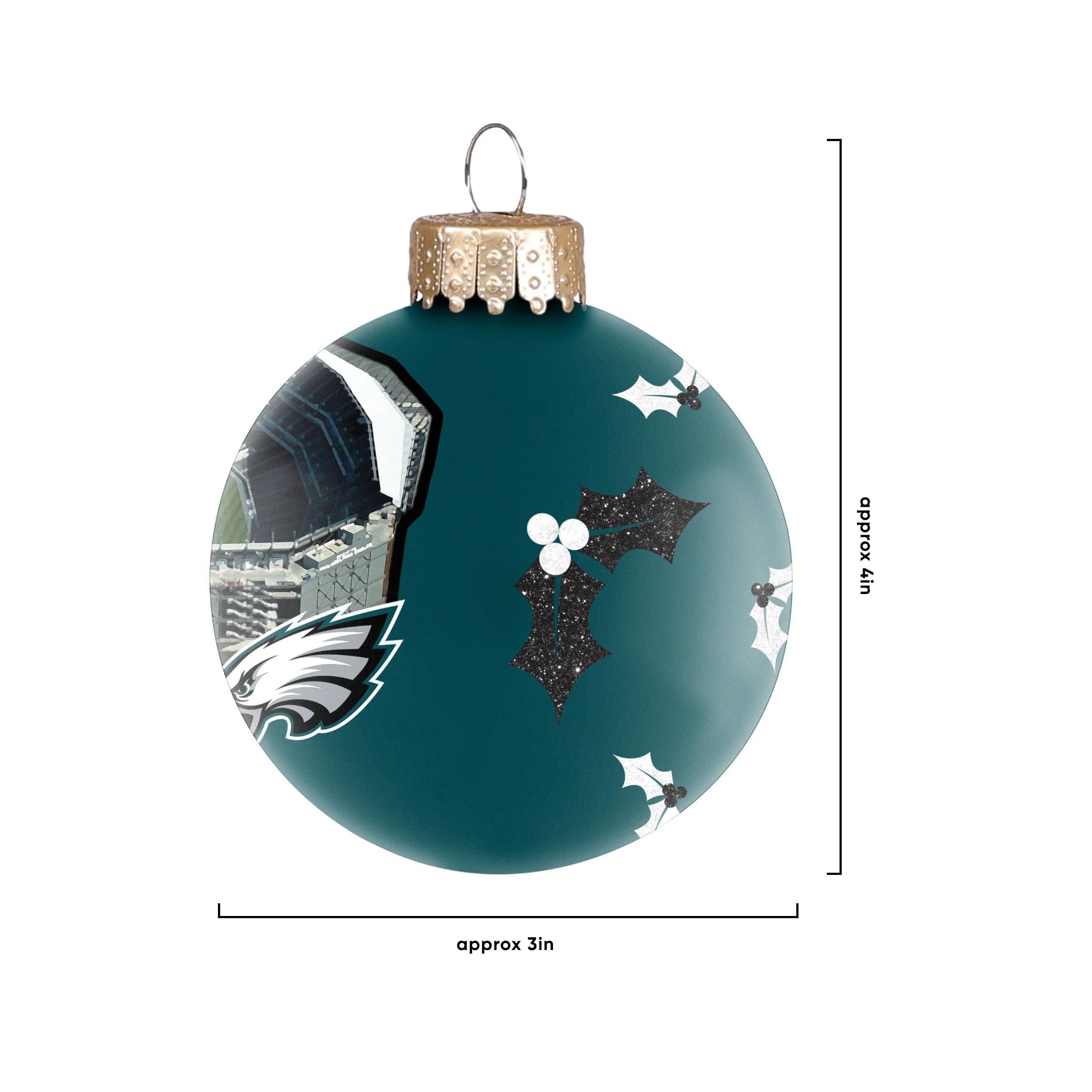 Philadelphia Eagles NFL Stadium Print Glass Ball Ornament - Image 4
