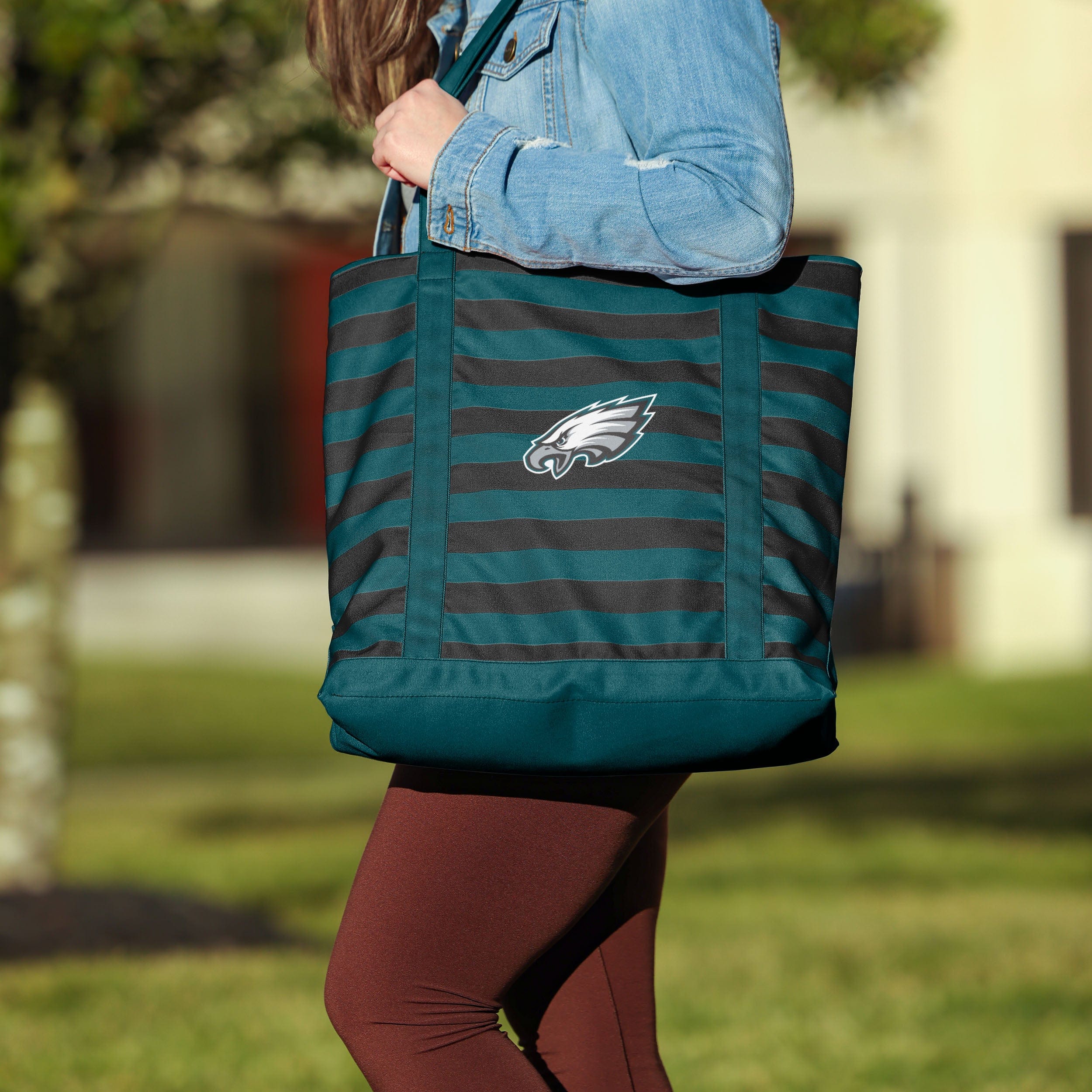 Philadelphia Eagles NFL Team Stripe Canvas Tote Bag - Image 3