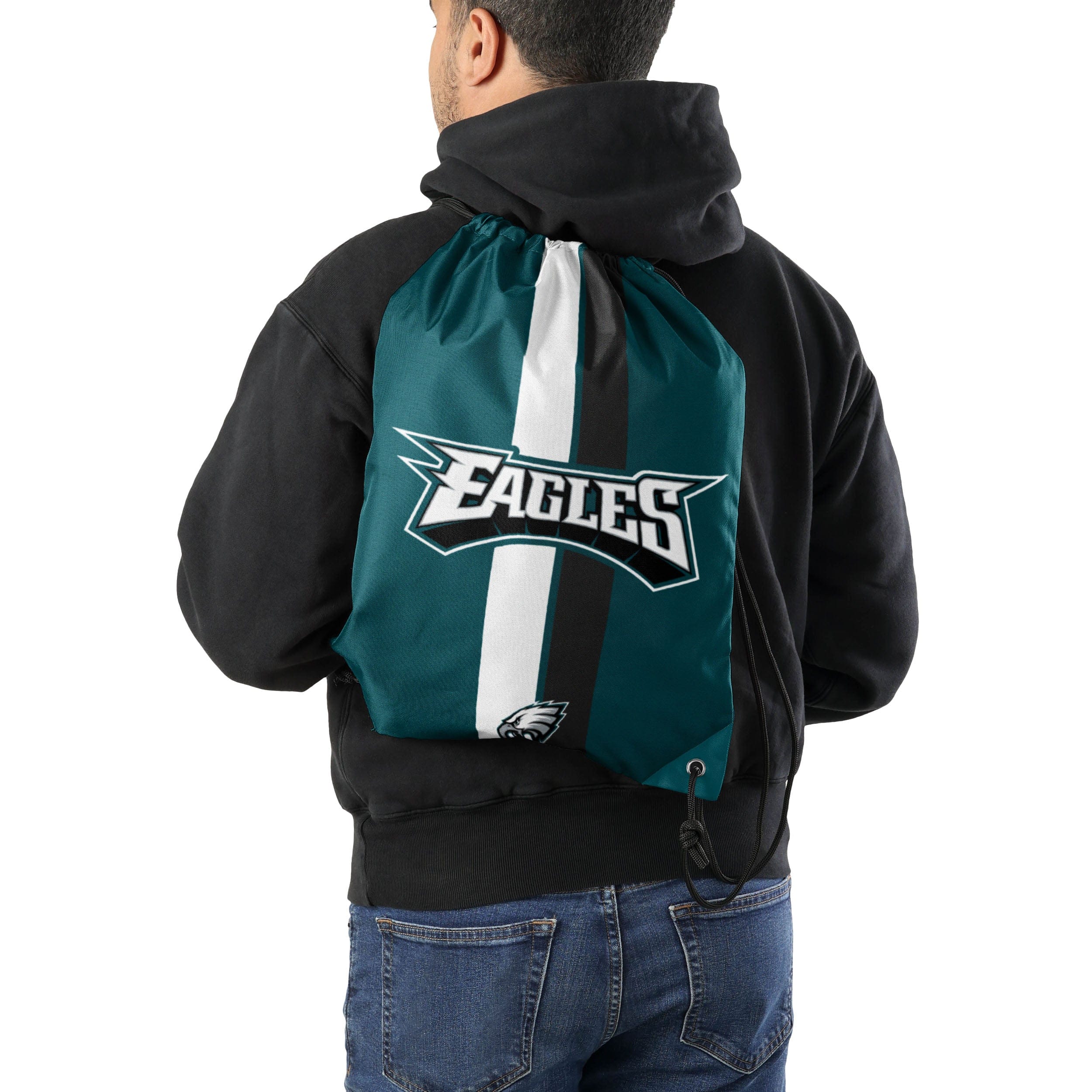 Philadelphia Eagles NFL Team Stripe Wordmark Drawstring Backpack - Image 2