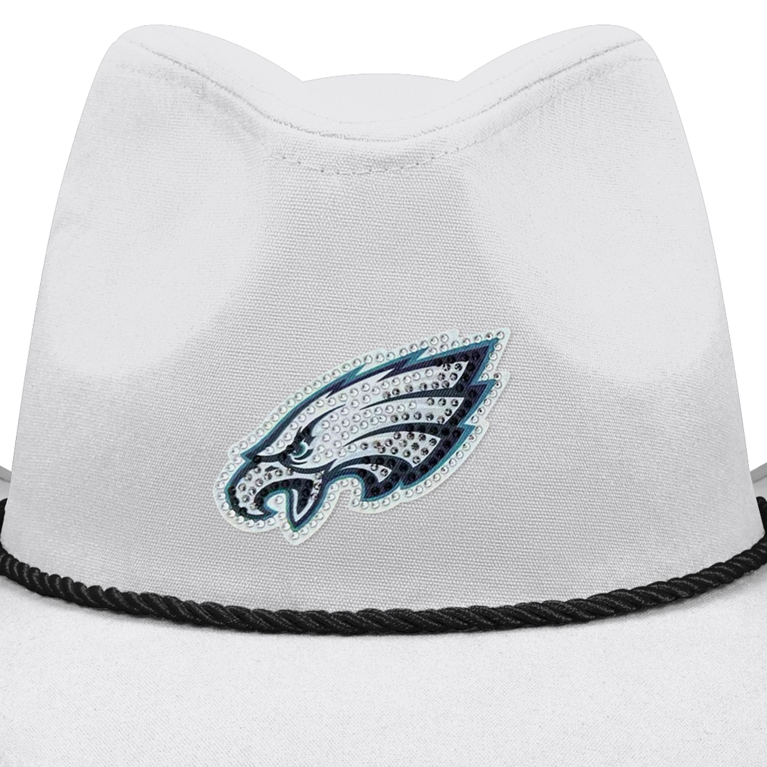 Philadelphia Eagles NFL White Rhinestone Logo Cowboy Hat - Image 2