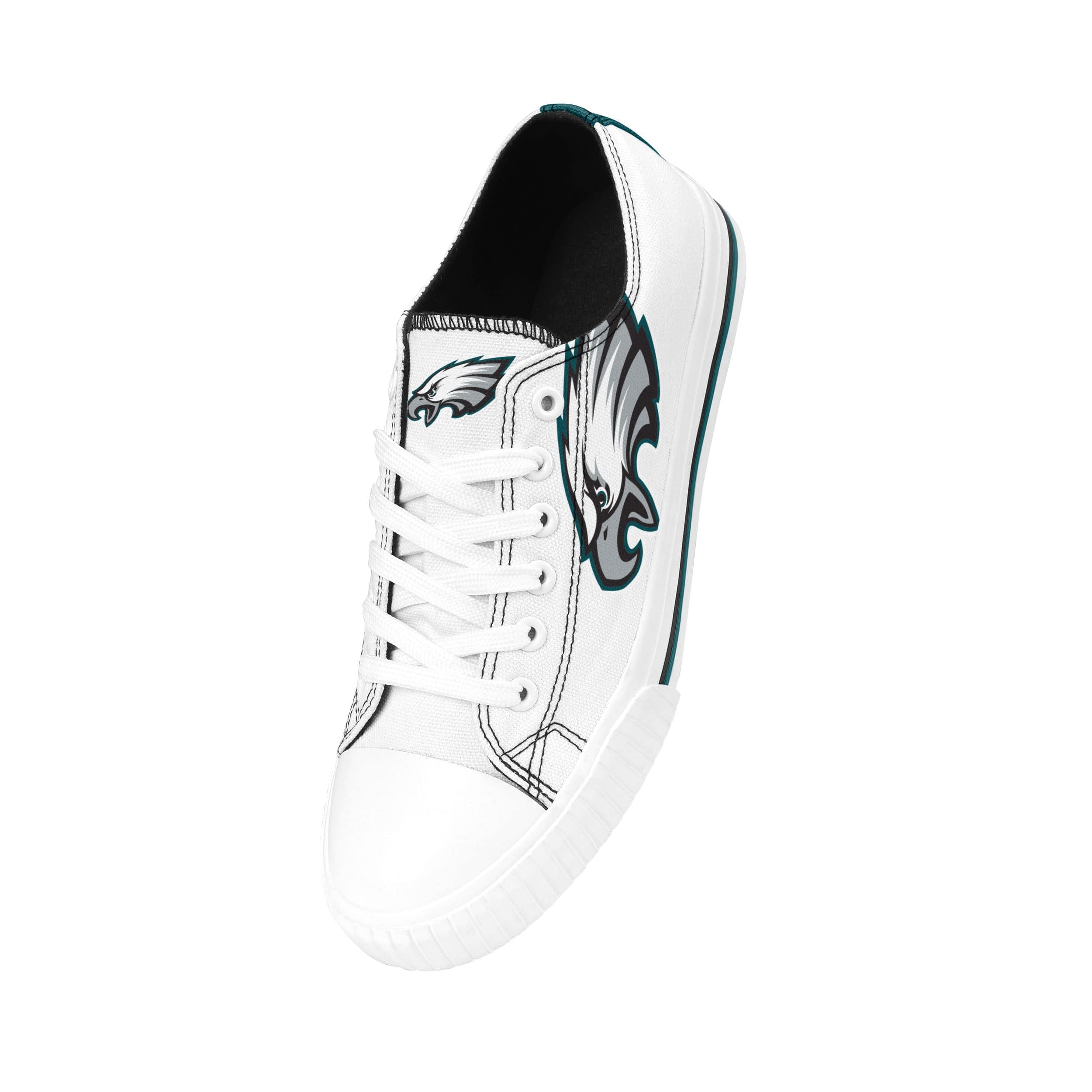 Philadelphia Eagles NFL Womens Big Logo Low Top White Canvas Shoes - Image 2