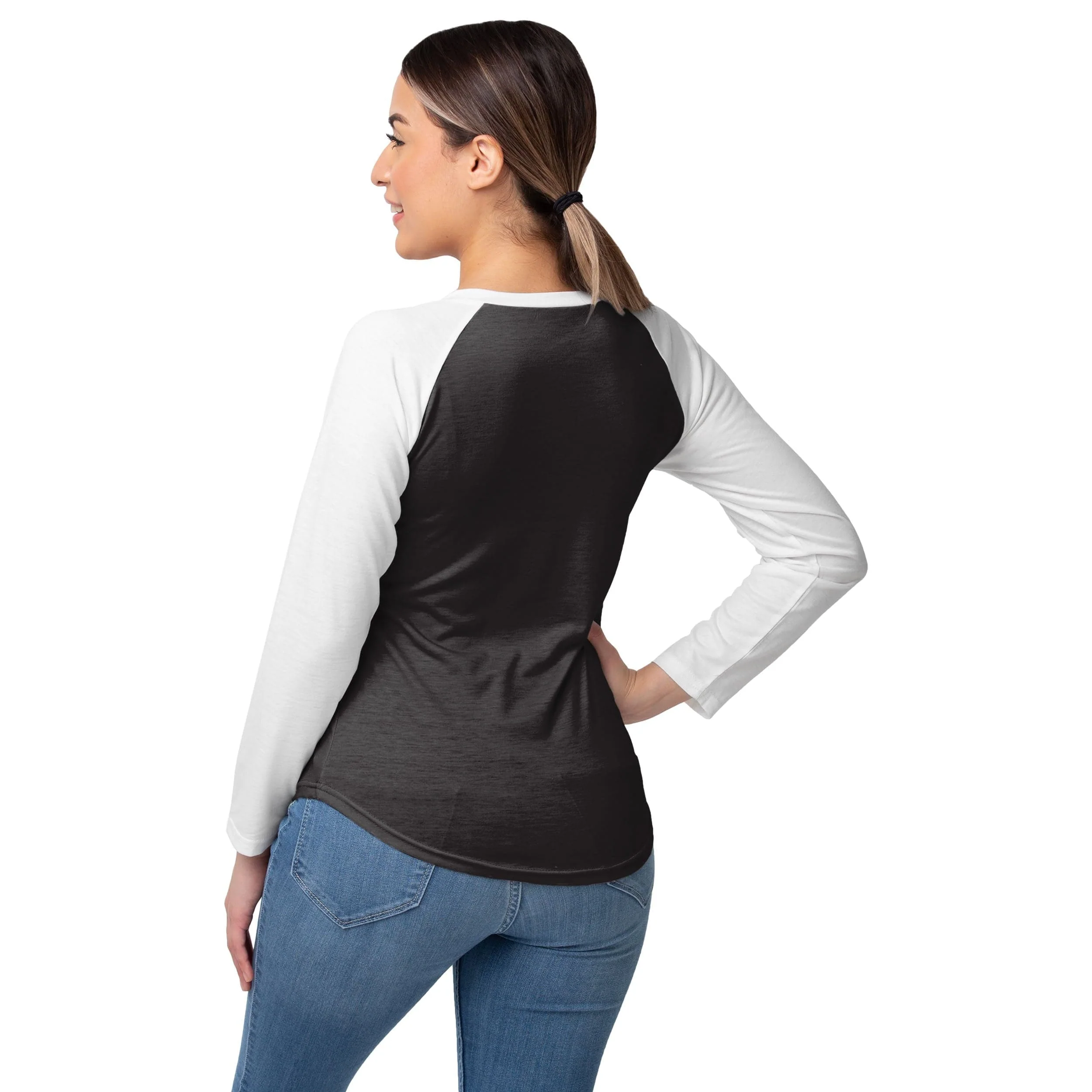 Philadelphia Eagles NFL Womens Big Logo Solid Raglan T-Shirt - Image 3