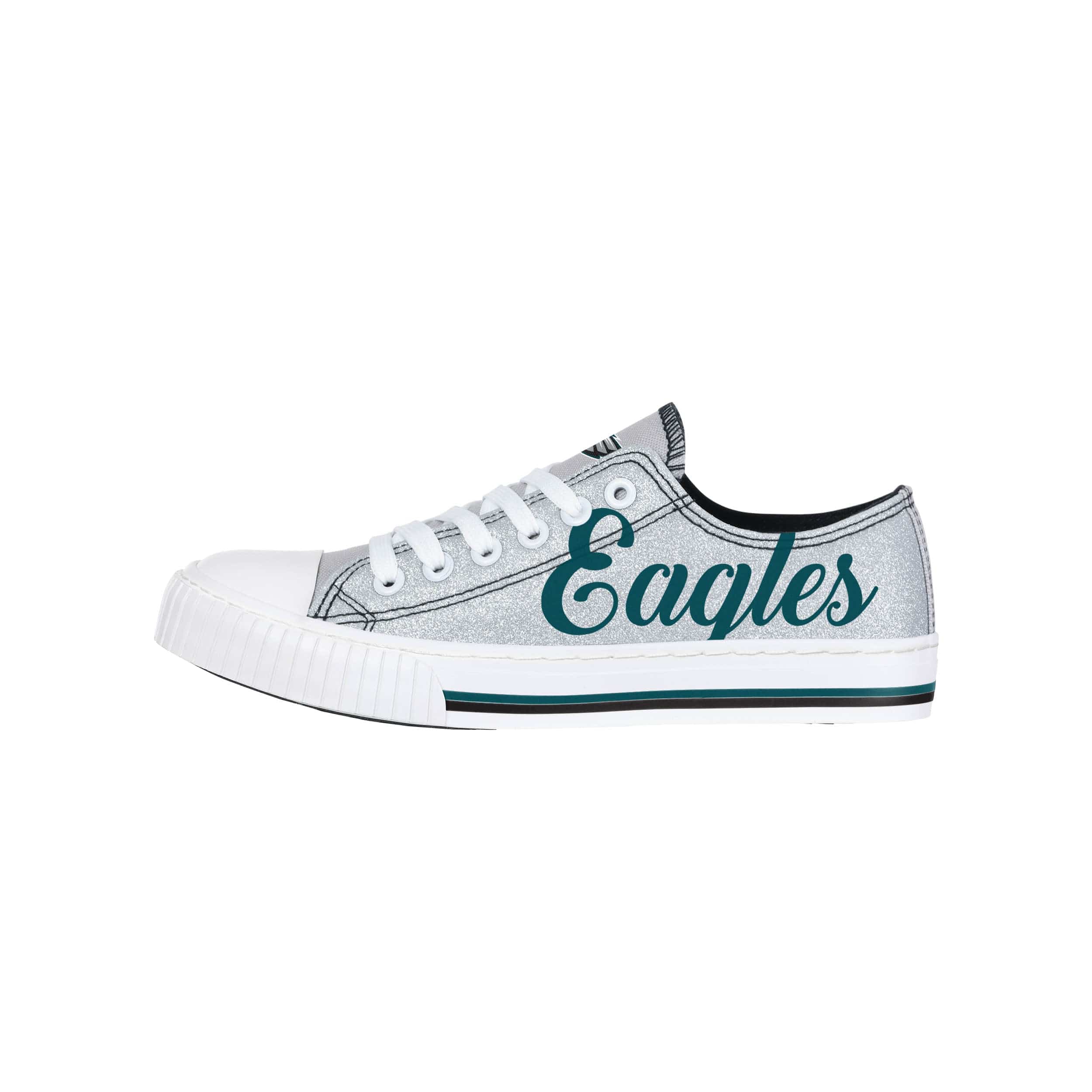 Philadelphia Eagles NFL Womens Color Glitter Low Top Canvas Shoes - Image 2