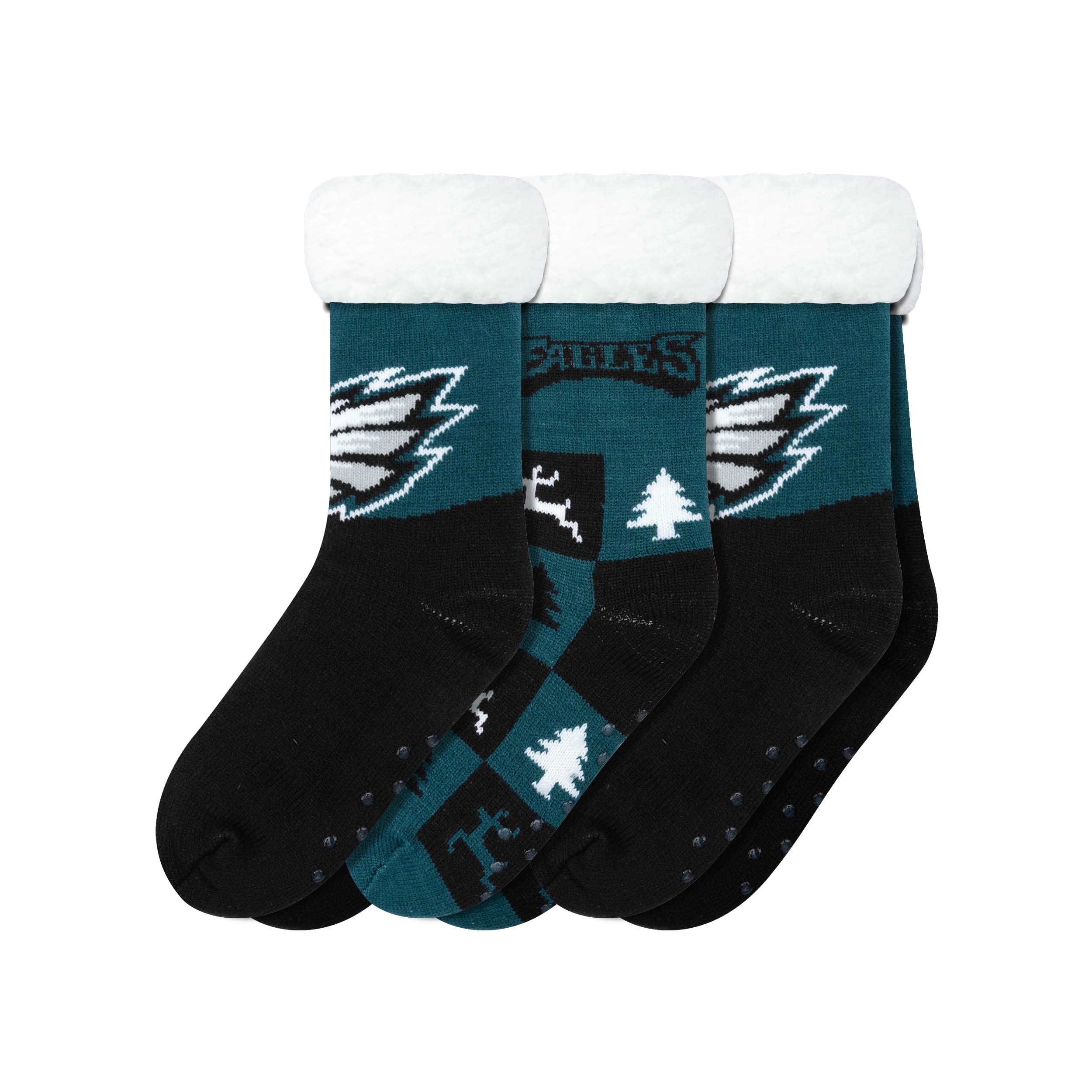 Philadelphia Eagles NFL Womens Fan Footy 3 Pack Slipper Socks