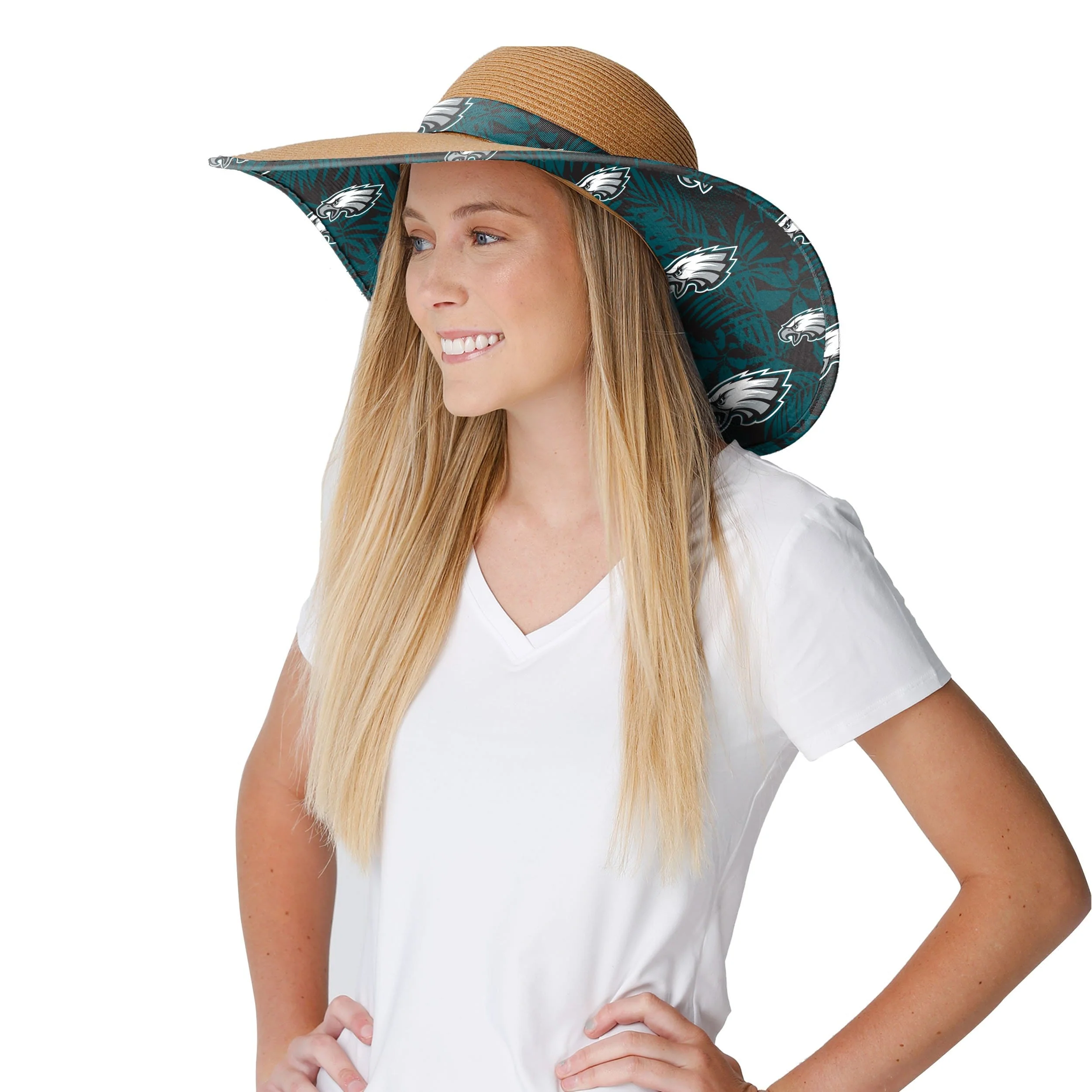 Philadelphia Eagles NFL Womens Floral Straw Hat - Image 3