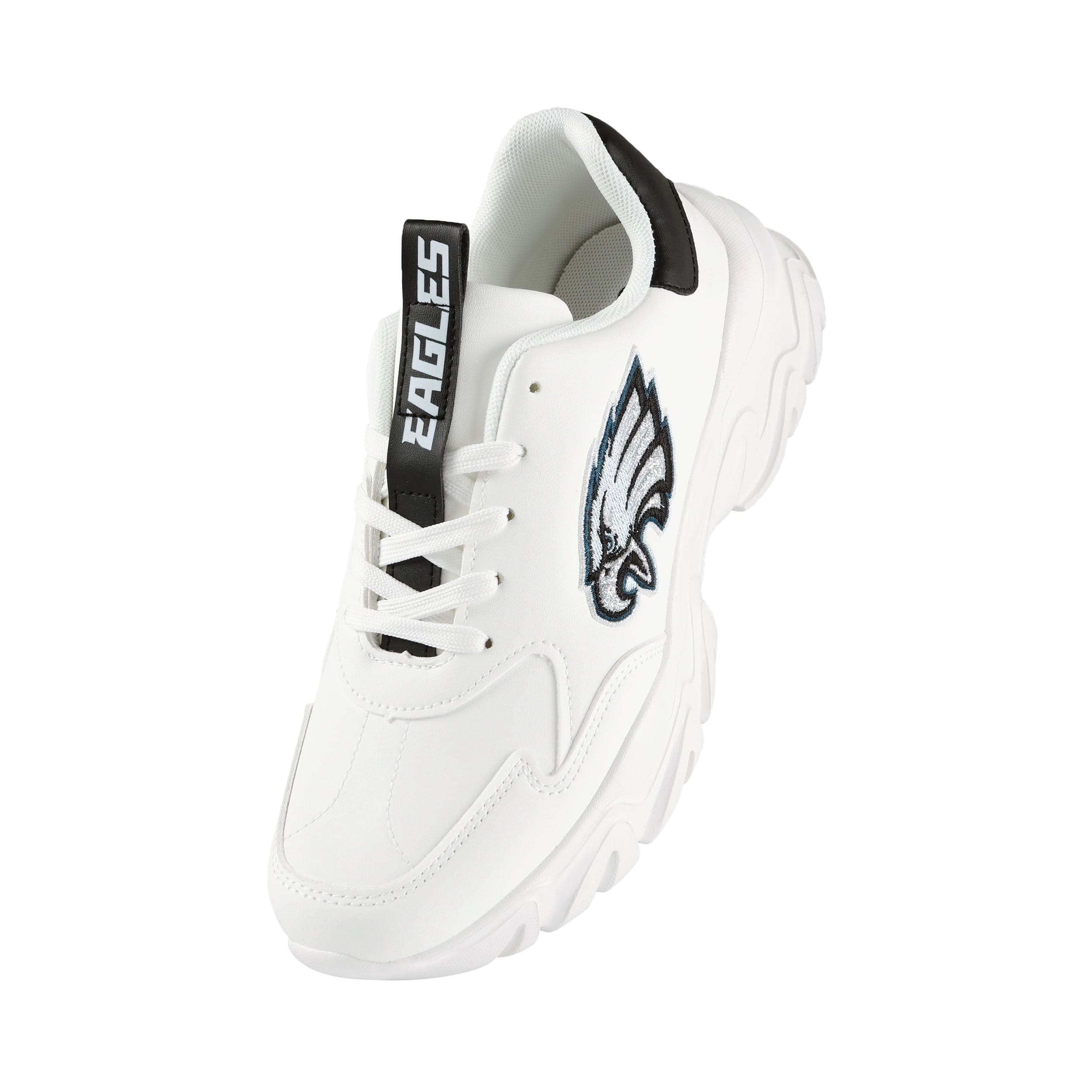 Philadelphia Eagles NFL Womens Glitter Big Logo Vintage White Chunky Sneaker - Image 2