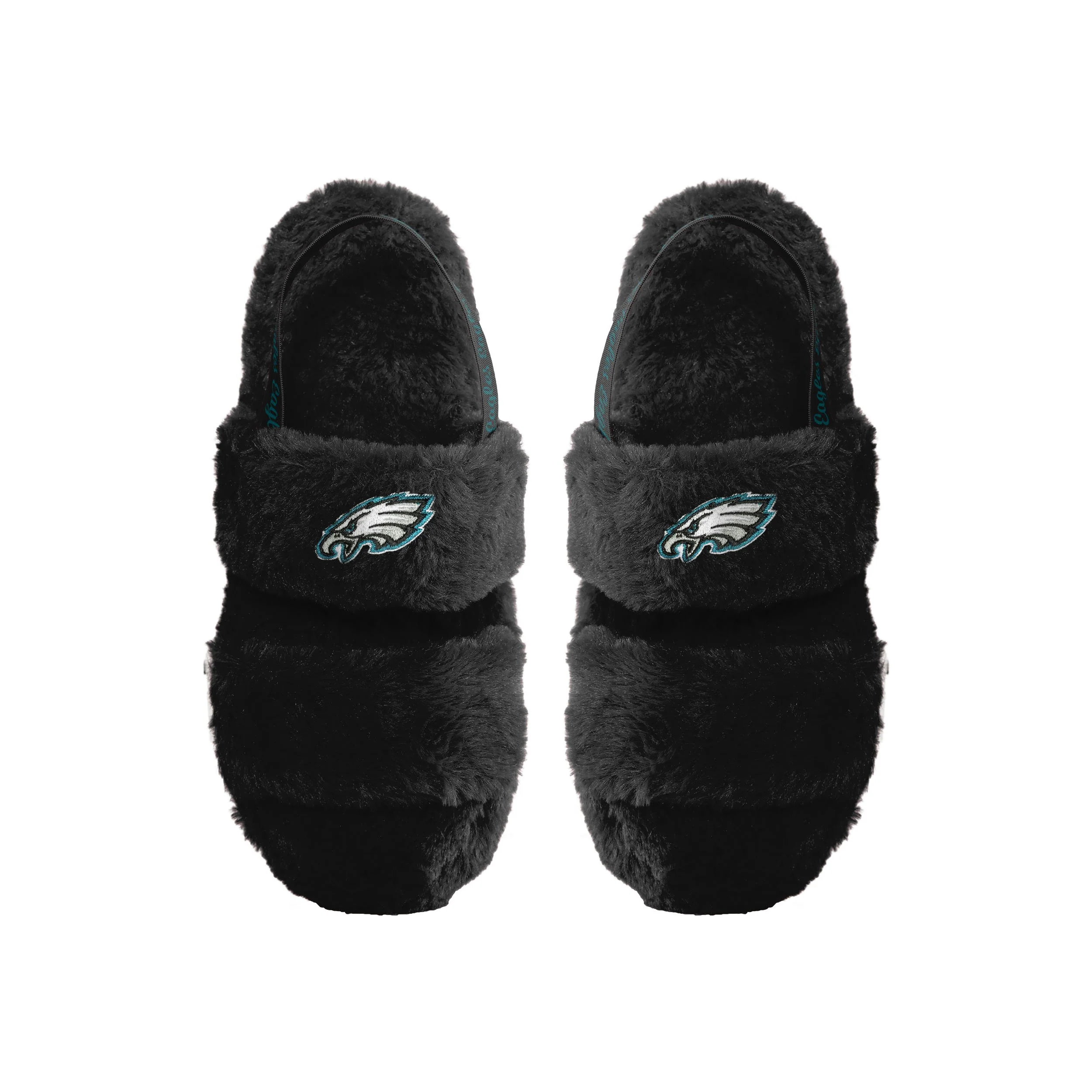 Philadelphia Eagles NFL Womens Heel Strap Wordmark Fur Slide - Image 2