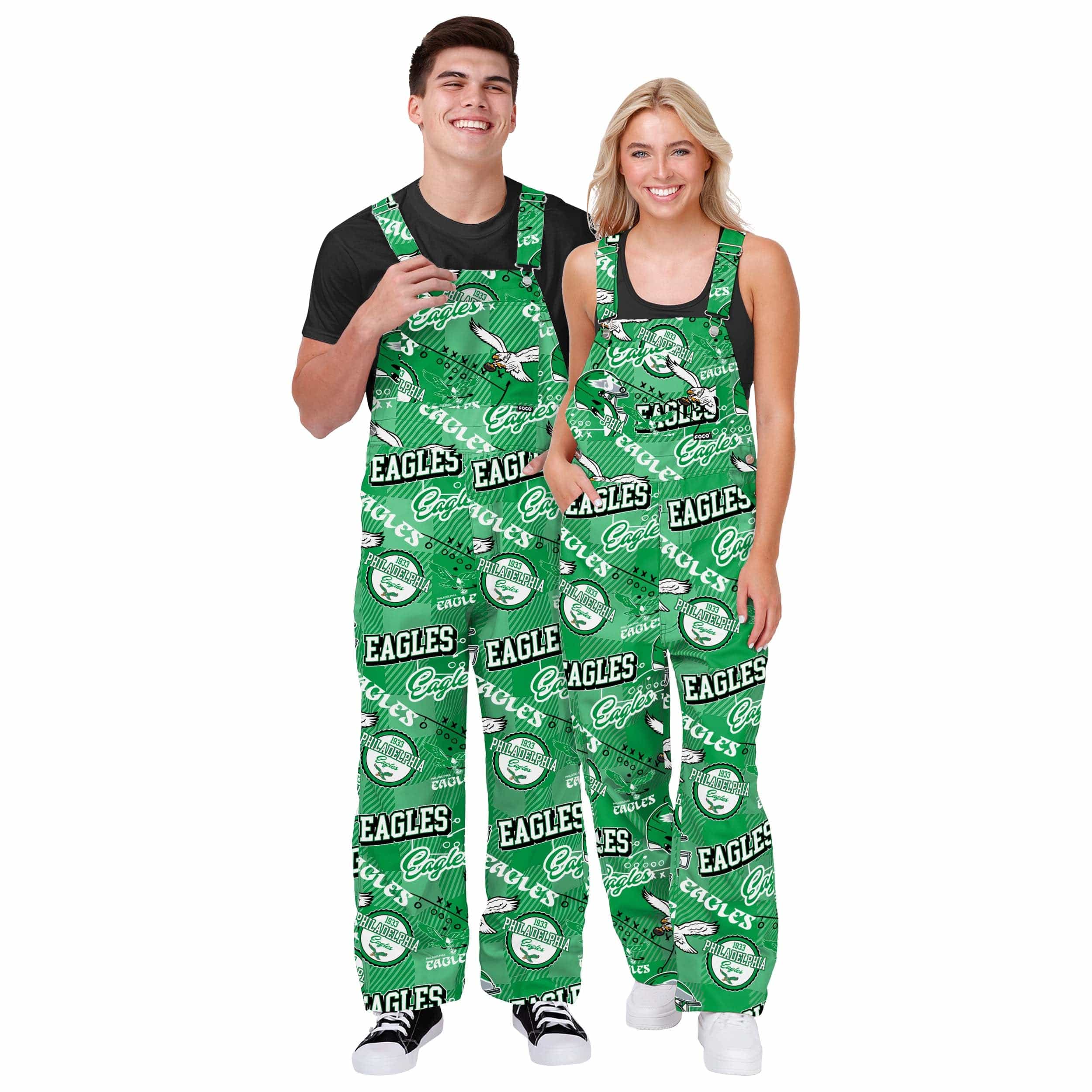 Philadelphia Eagles NFL Womens Historic Print Bib Overalls - Image 3