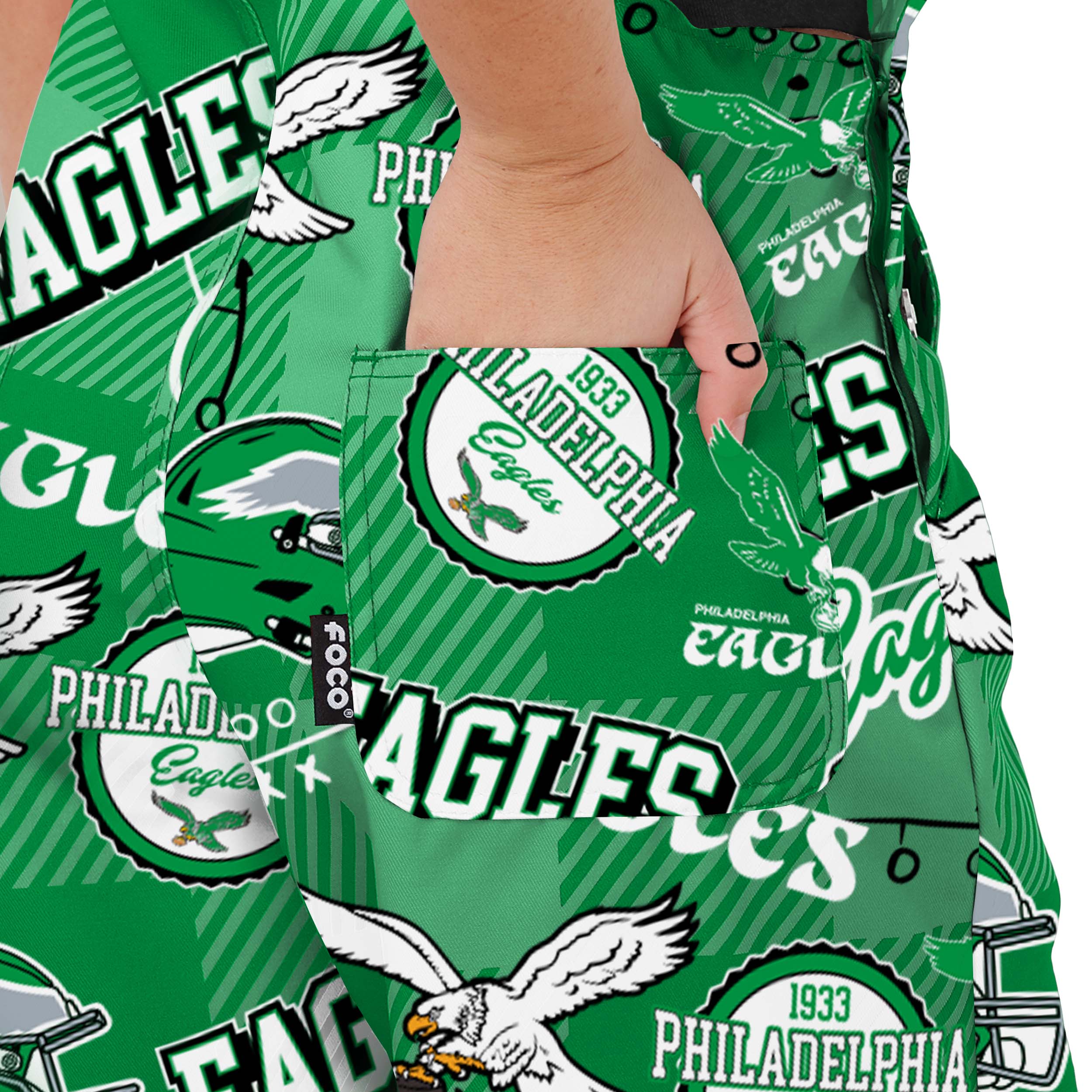 Philadelphia Eagles NFL Womens Historic Print Bib Overalls - Image 6