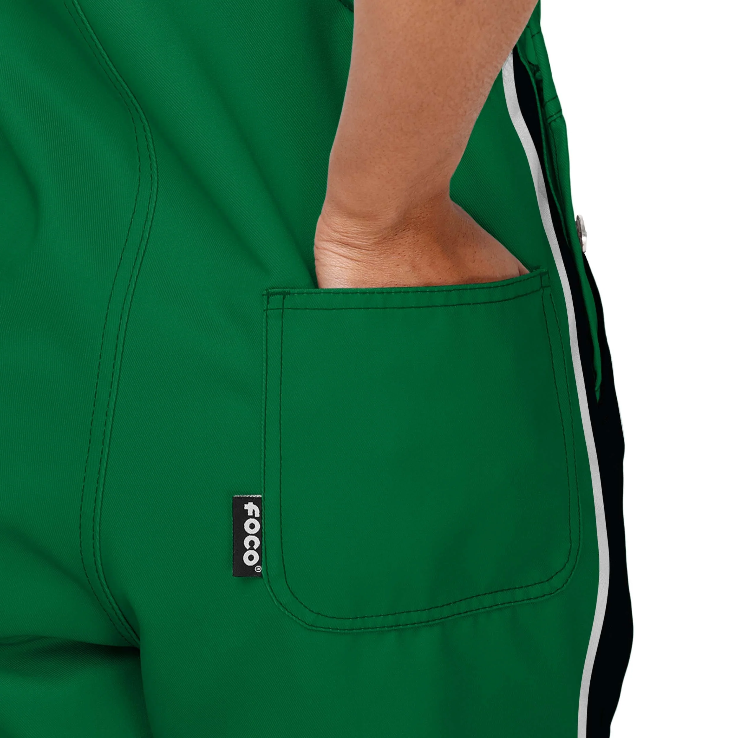 Philadelphia Eagles NFL Womens Kelly Green Team Stripe Bib Shortalls - Image 6