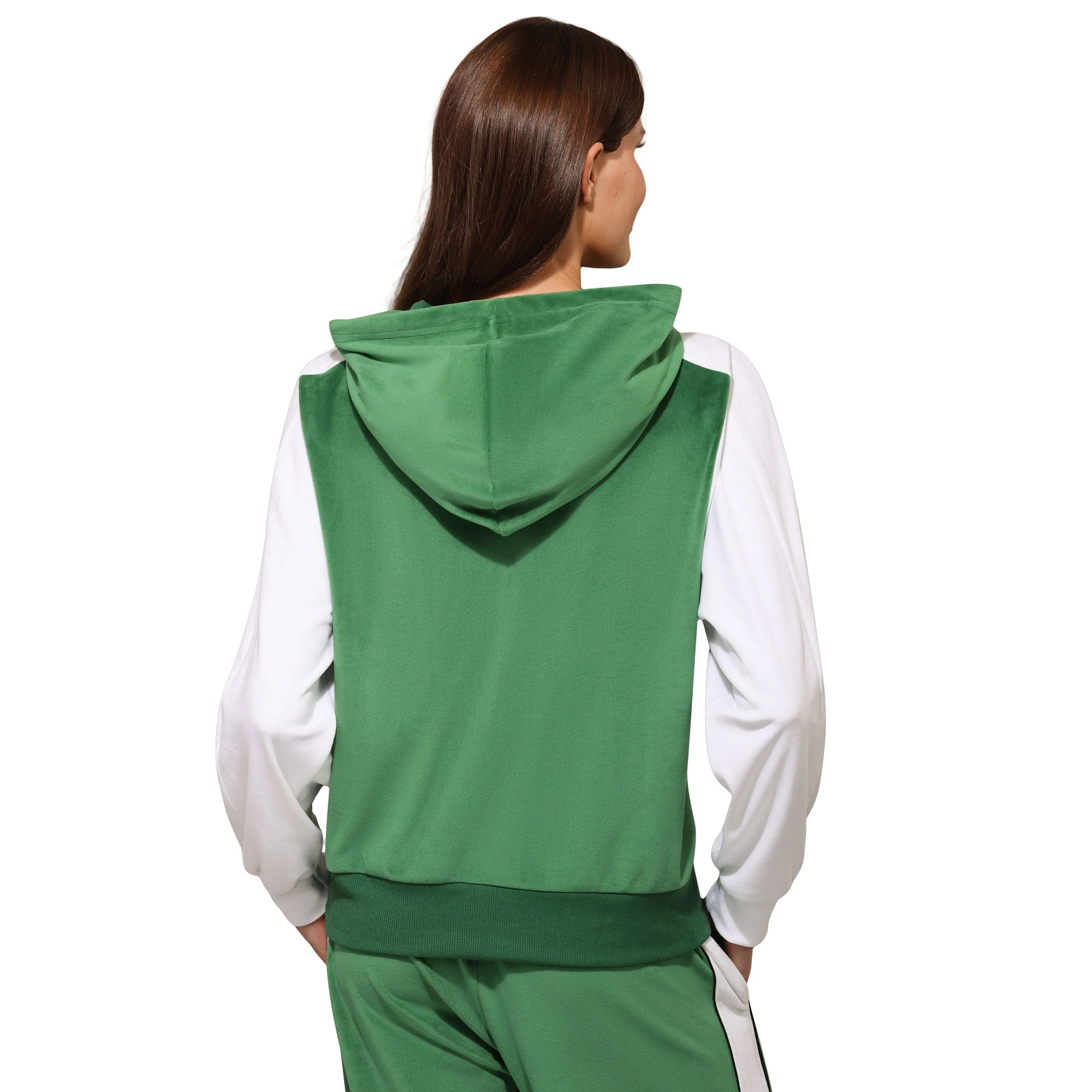 Philadelphia Eagles NFL Womens Kelly Green Two Tone Velour Zip Up Top - Image 2