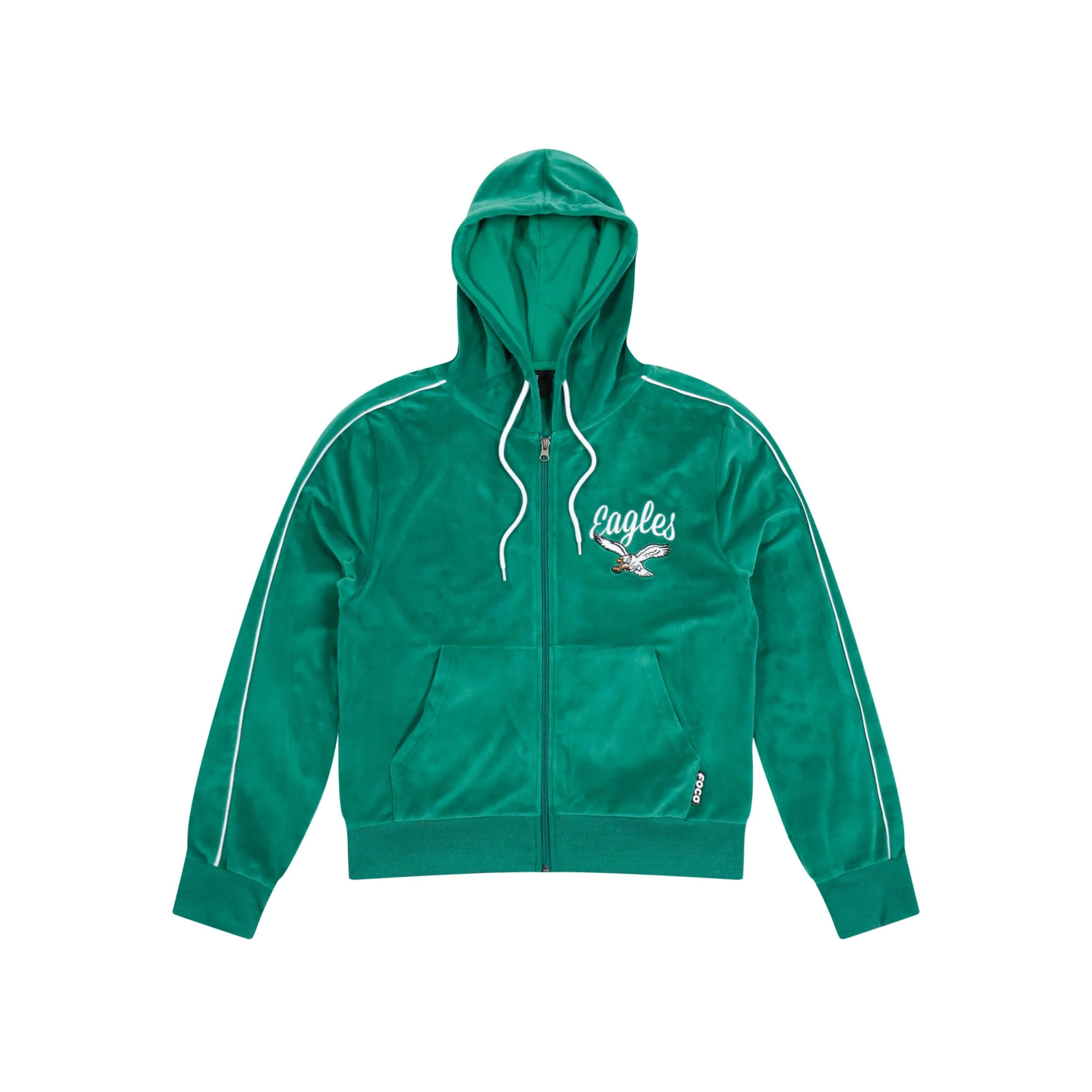 Philadelphia Eagles NFL Womens Kelly Green Velour Zip Up Top - Image 4