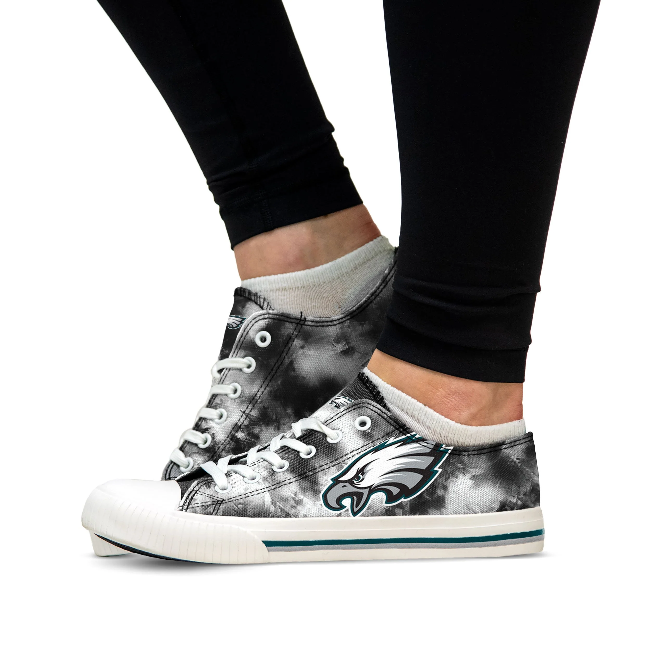 Philadelphia Eagles NFL Womens Low Top Tie-Dye Canvas Shoes - Image 4