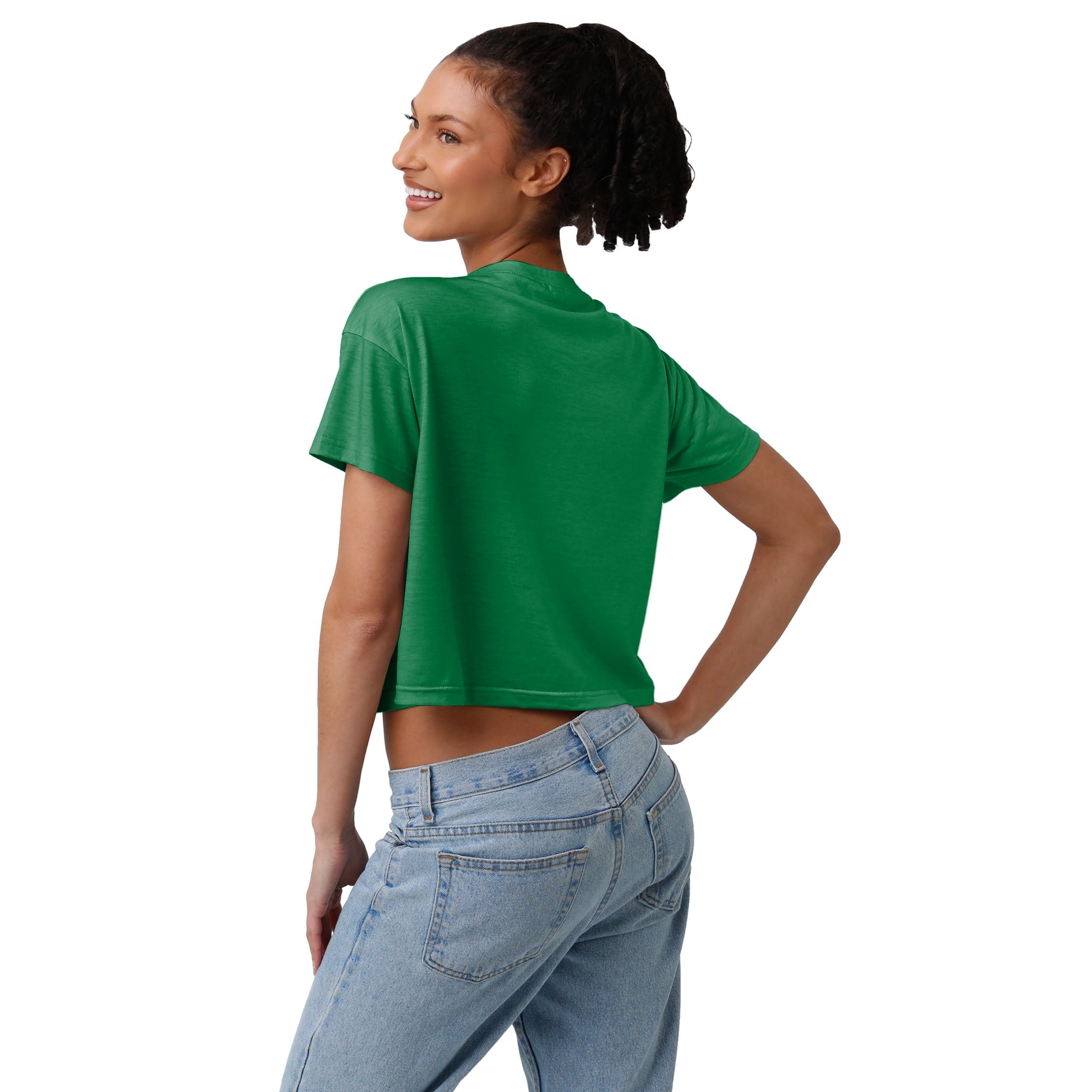 Philadelphia Eagles NFL Womens Petite Distressed Wordmark Crop Top - Image 2