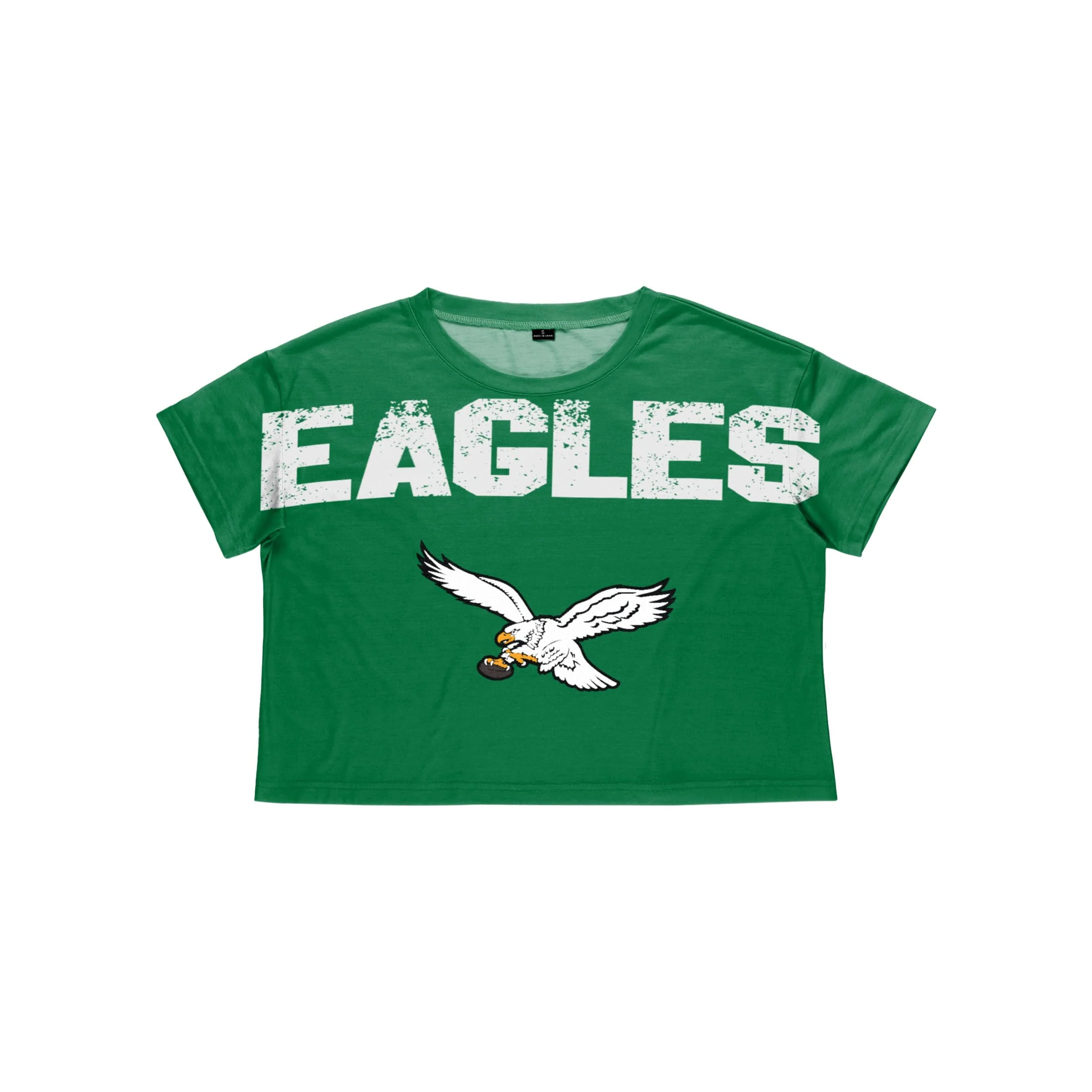 Philadelphia Eagles NFL Womens Petite Distressed Wordmark Crop Top - Image 3