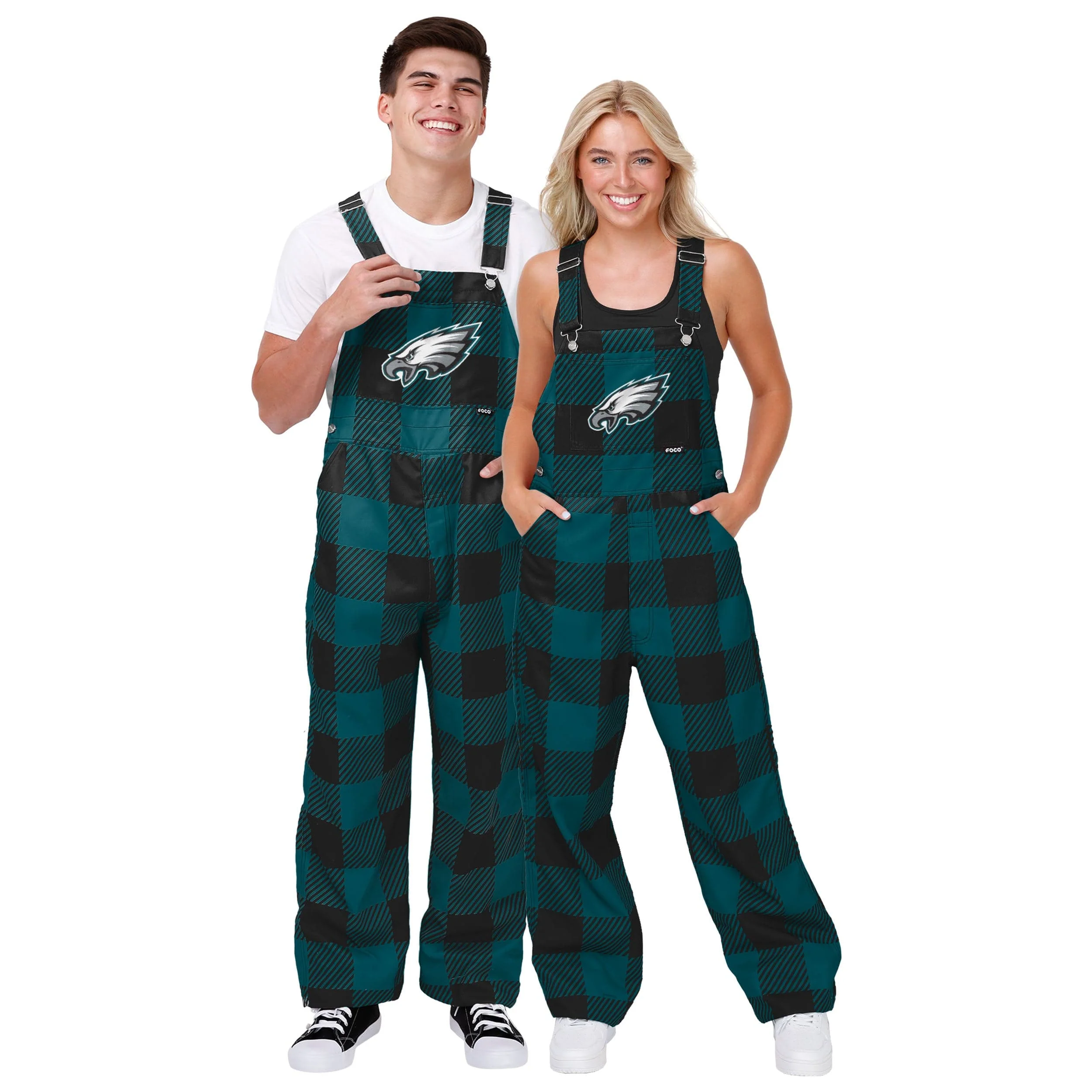 Philadelphia Eagles NFL Womens Plaid Bib Overalls - Image 3