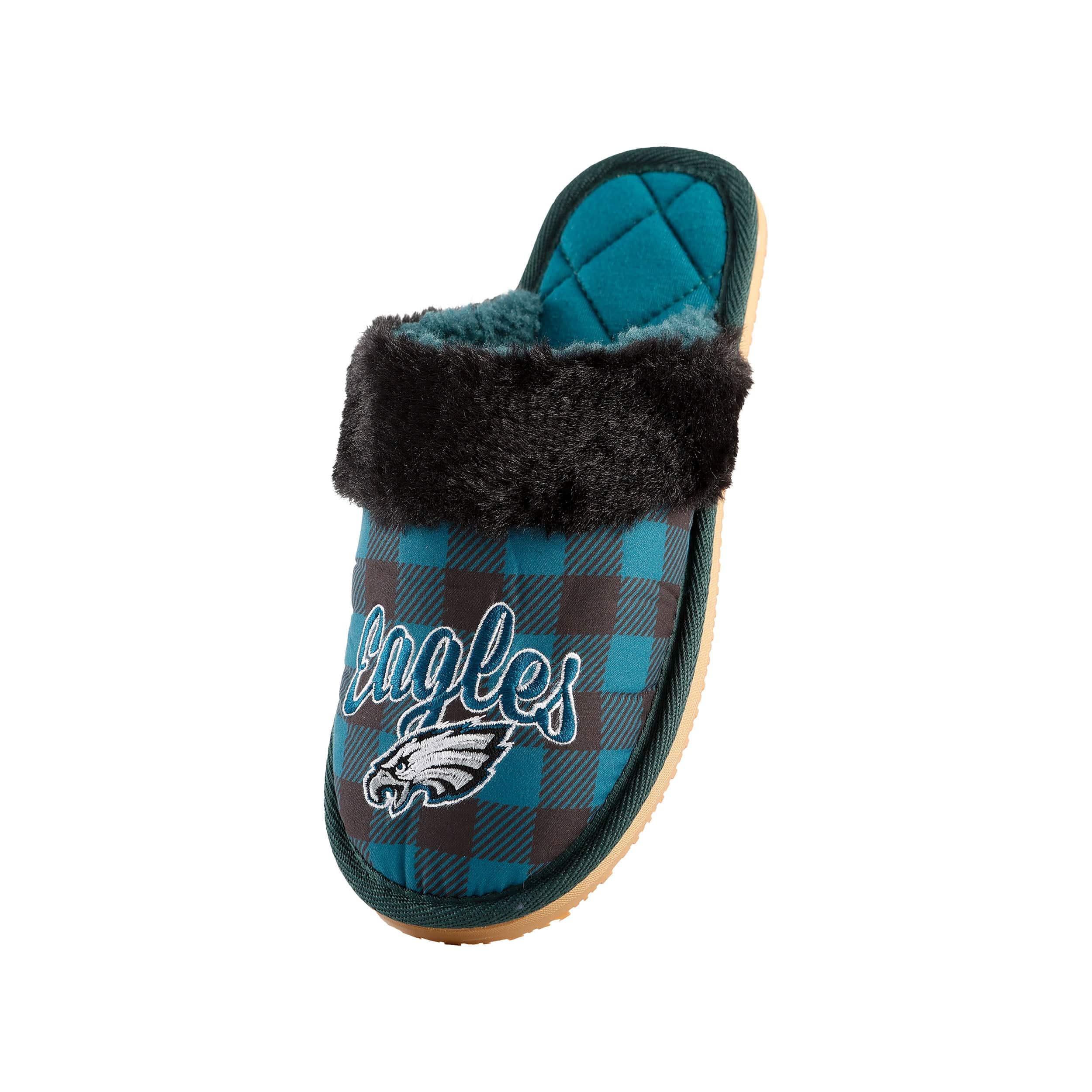 Philadelphia Eagles NFL Womens Plaid Sherpa Mule Slipper - Image 3