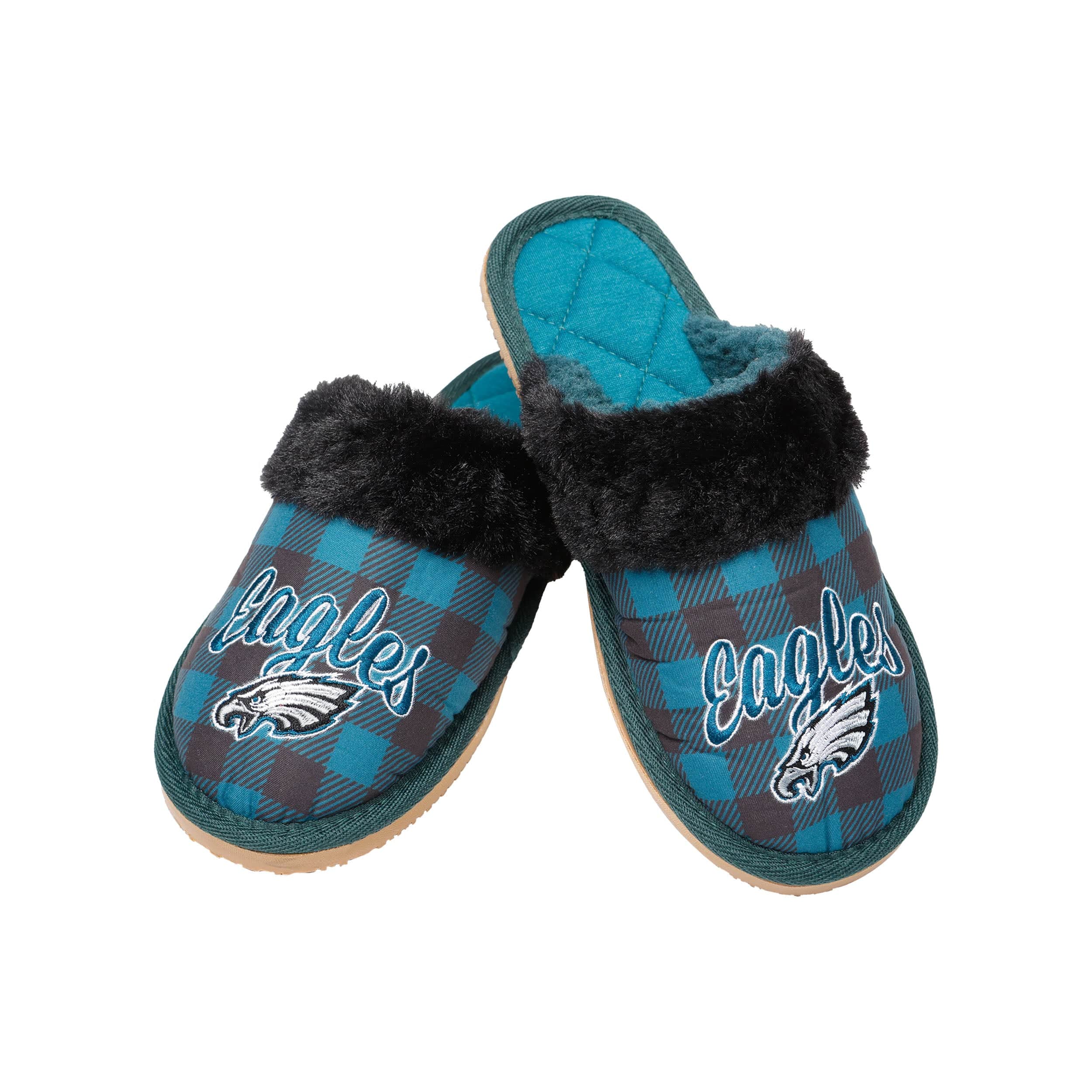 Philadelphia Eagles NFL Womens Plaid Sherpa Mule Slipper - Image 4