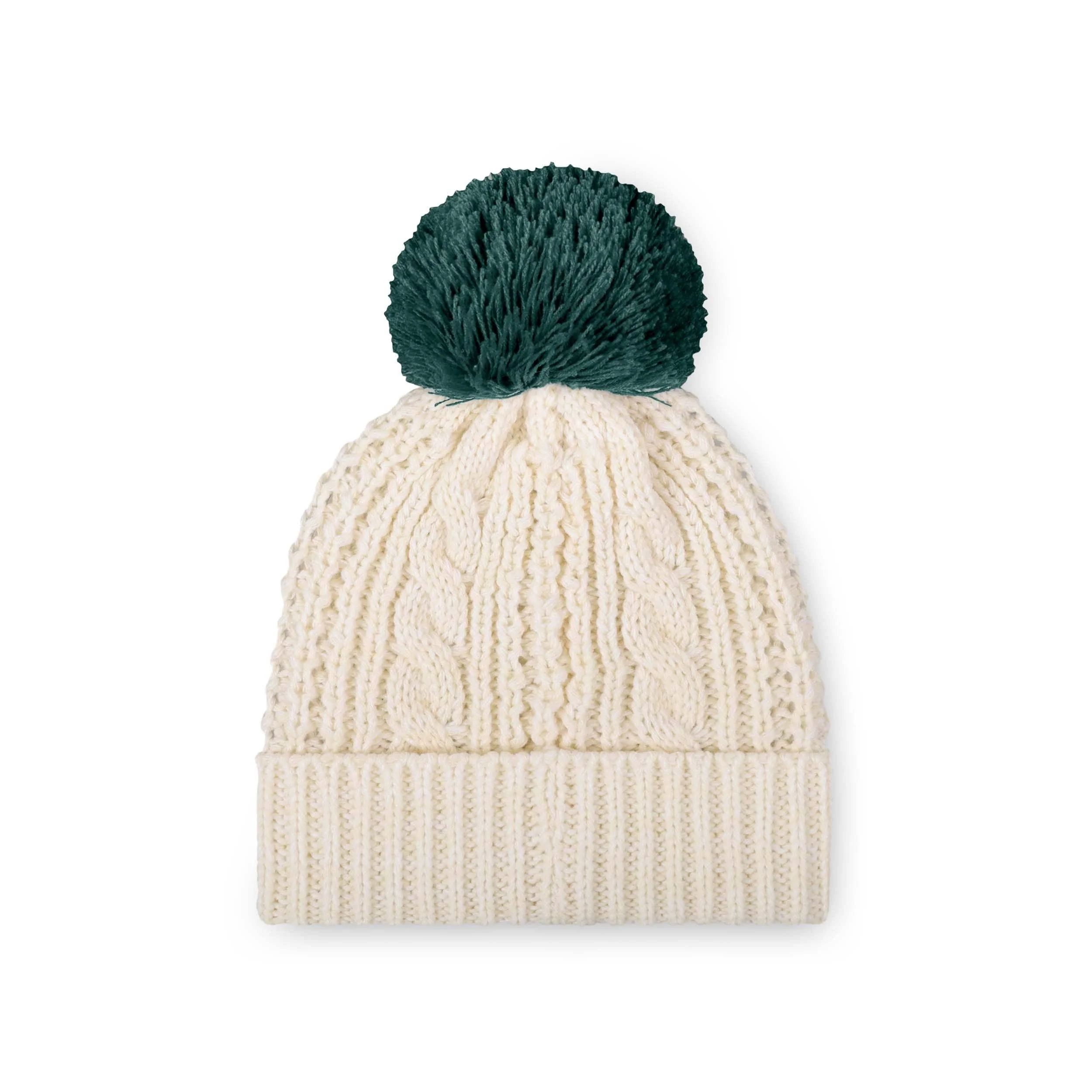 Philadelphia Eagles NFL Womens Primary Logo White Cable Knit Pom Beanie - Image 2