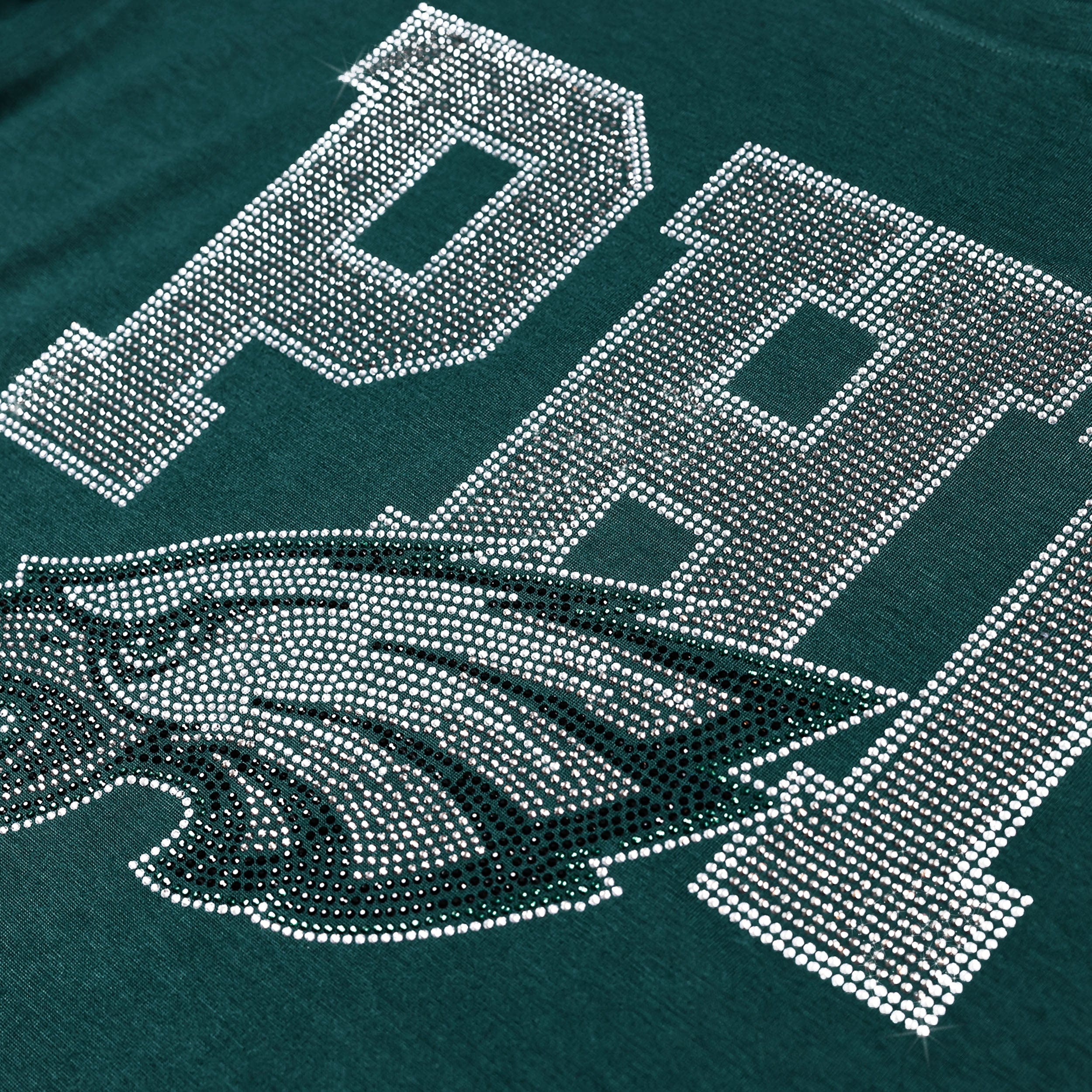 Philadelphia Eagles NFL Womens Rhinestone Logo Crop Top - Image 2