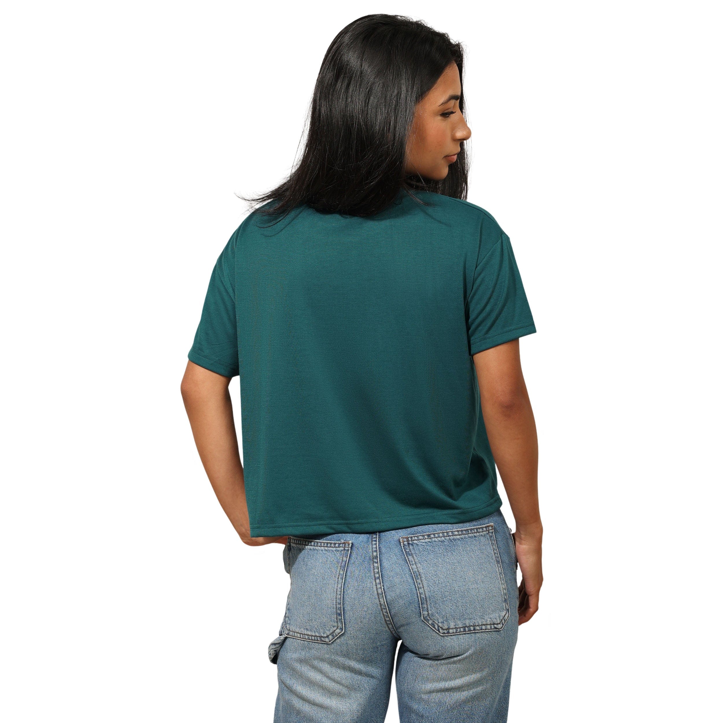 Philadelphia Eagles NFL Womens Rhinestone Logo Crop Top - Image 3
