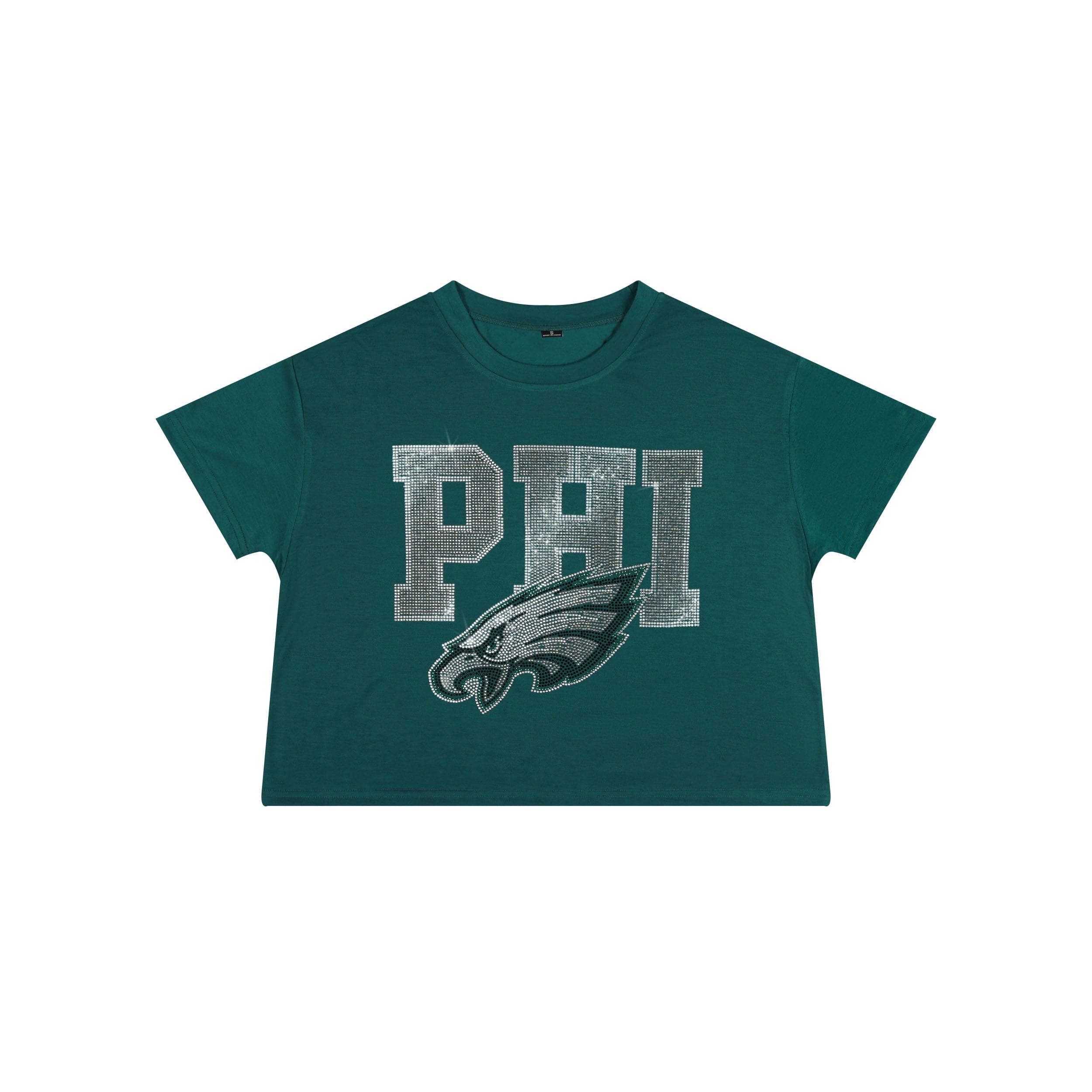 Philadelphia Eagles NFL Womens Rhinestone Logo Crop Top - Image 4