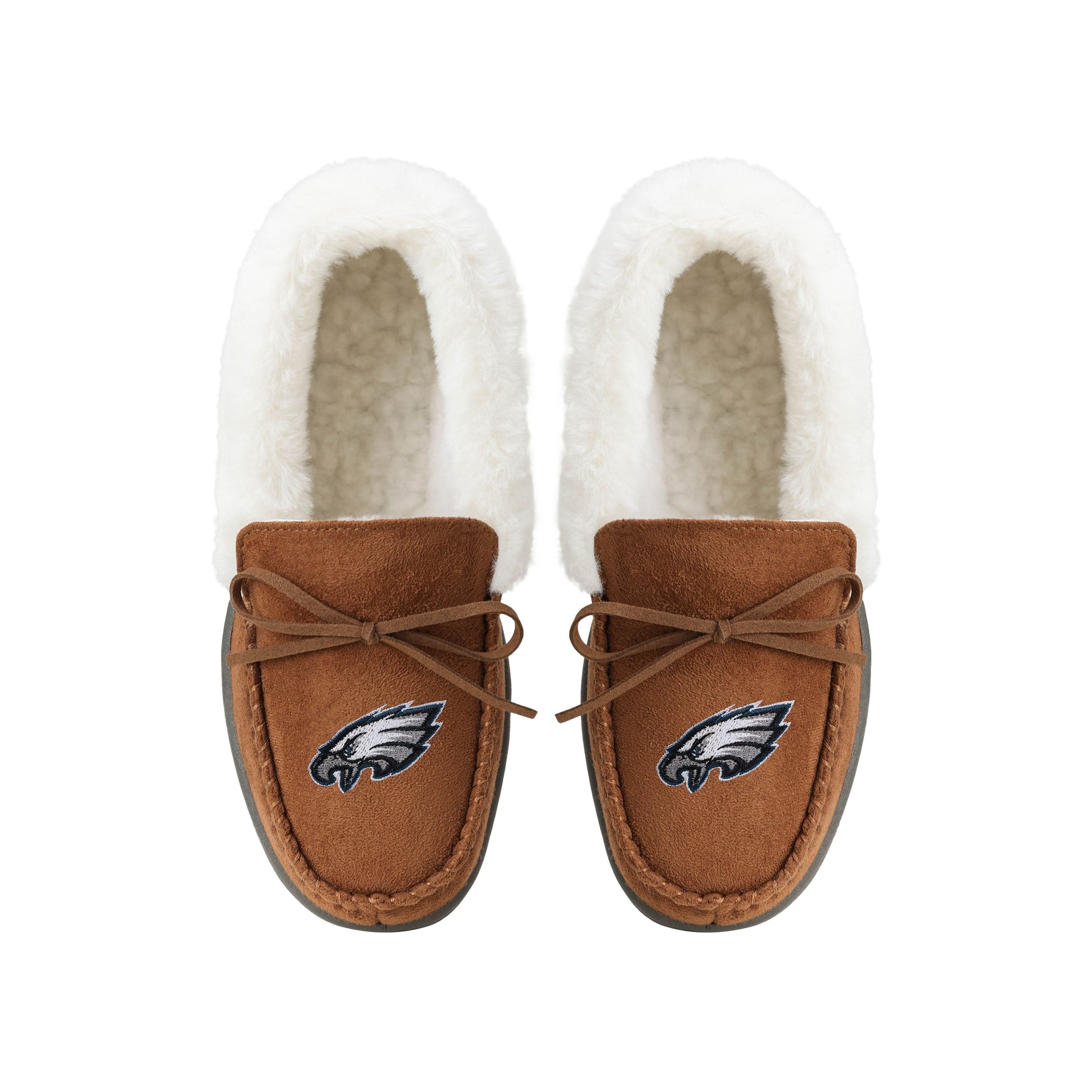 Philadelphia Eagles NFL Womens Tan Moccasin Slippers - Image 4
