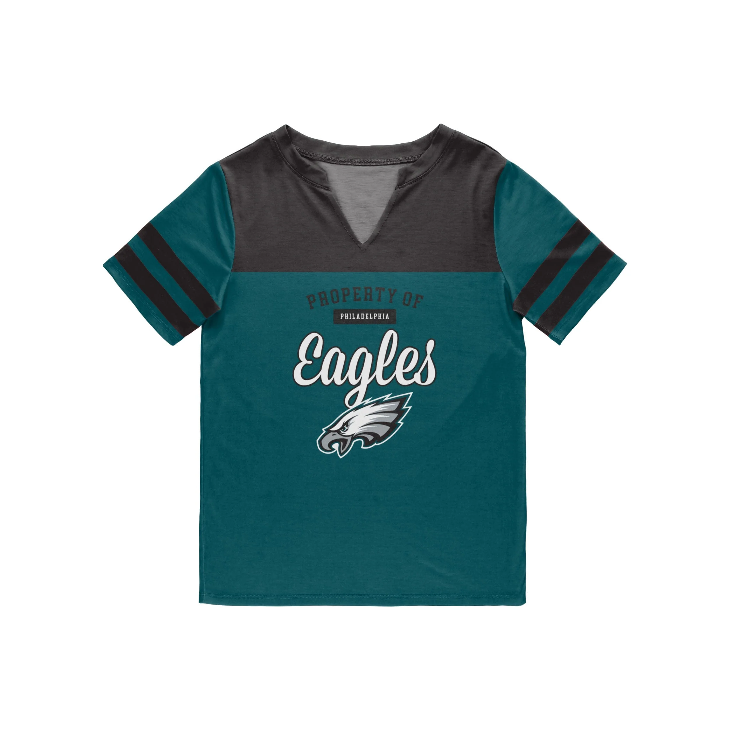 Philadelphia Eagles NFL Womens Team Stripe Property Of V-Neck T-Shirt - Image 3