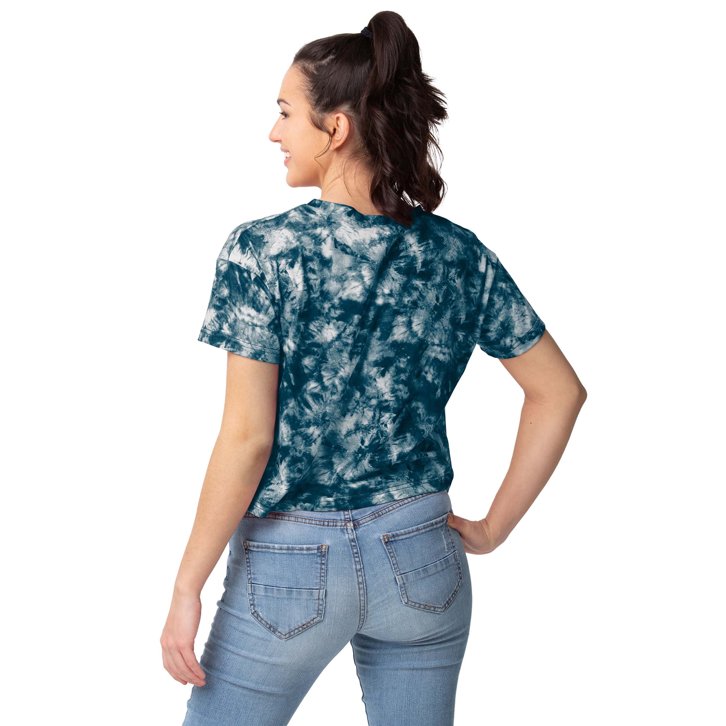 Philadelphia Eagles NFL Womens Tie-Dye Big Logo Crop Top - Image 2