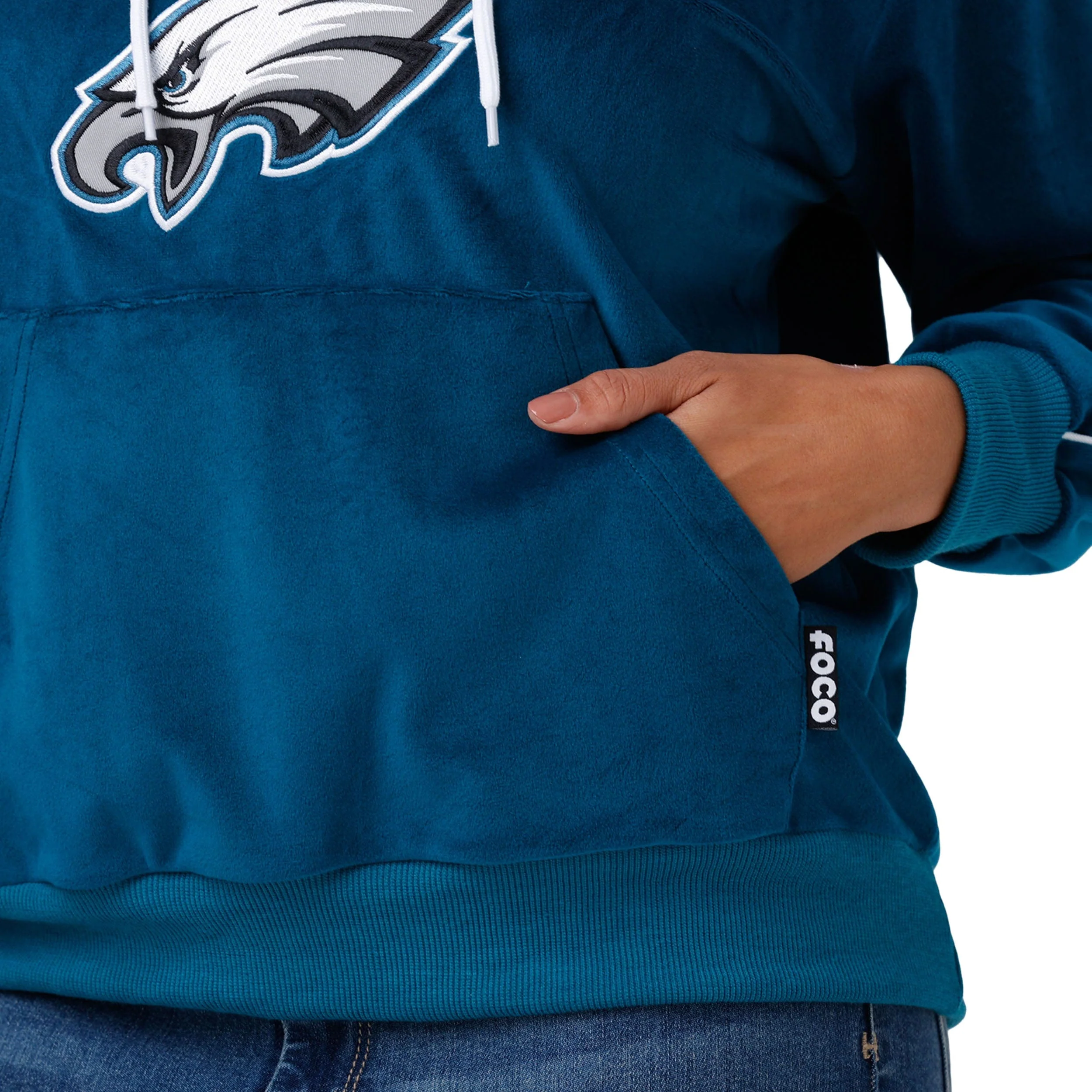 Philadelphia Eagles NFL Womens Velour Hooded Sweatshirt - Image 3
