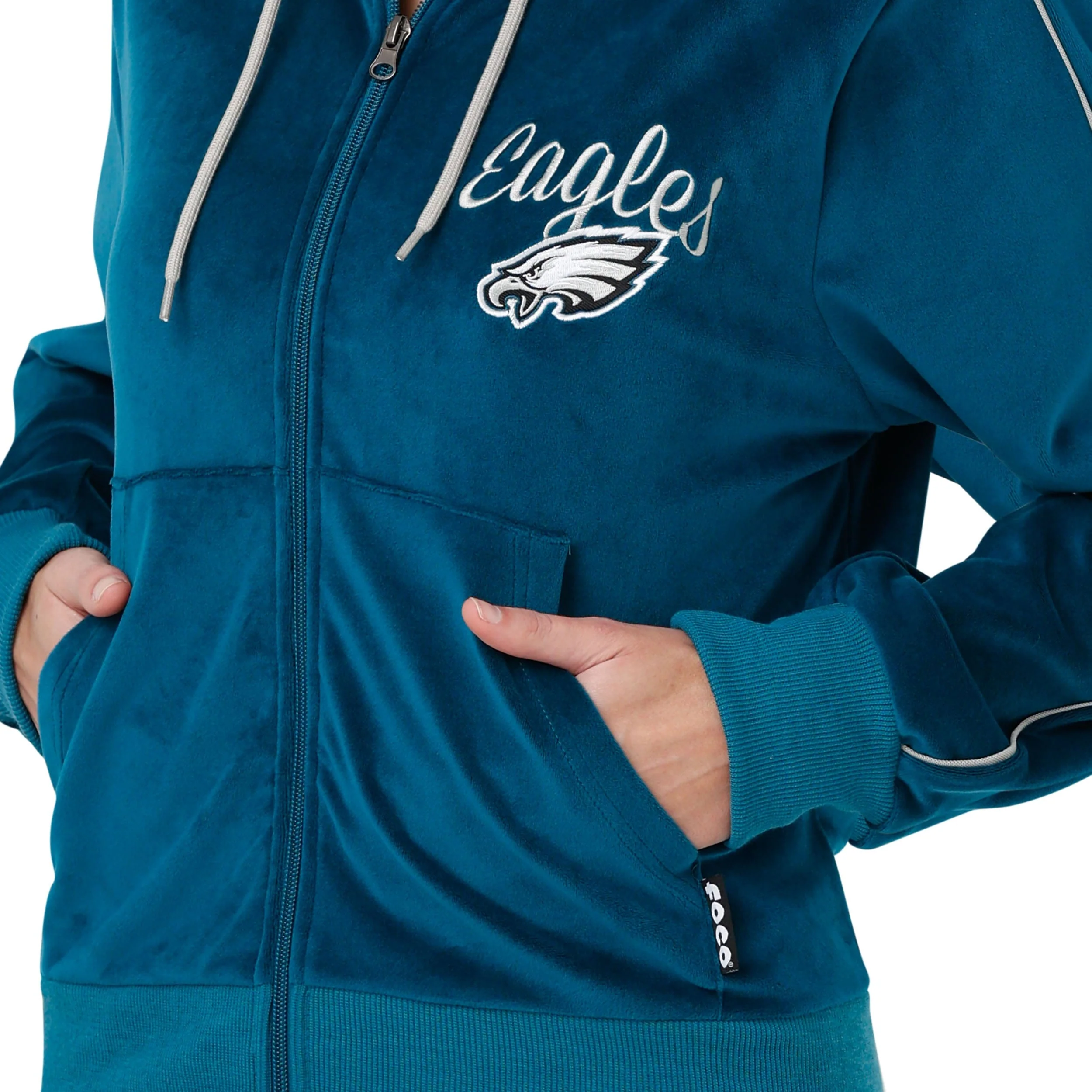 Philadelphia Eagles NFL Womens Velour Zip Up Top - Image 3