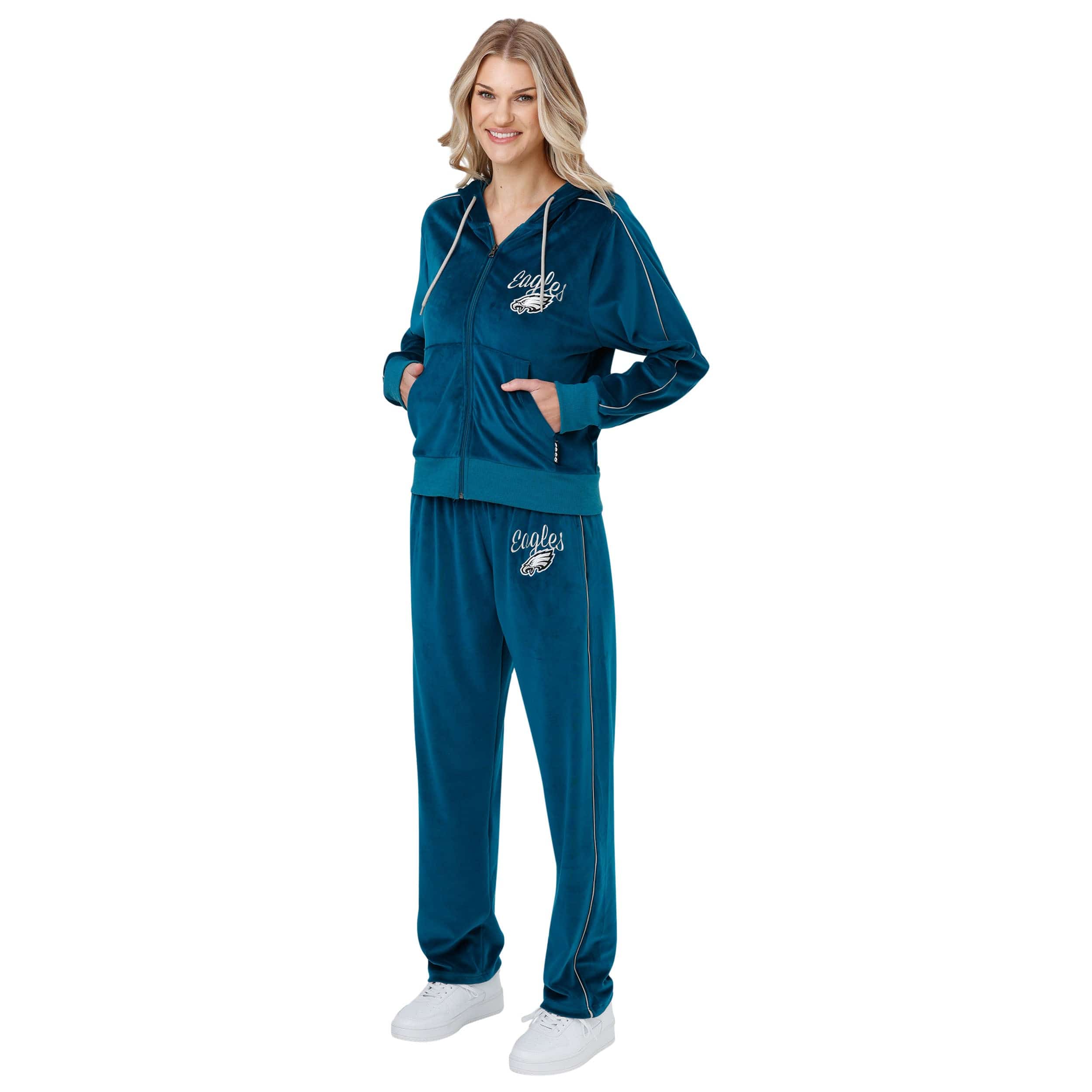 Philadelphia Eagles NFL Womens Velour Zip Up Top - Image 5