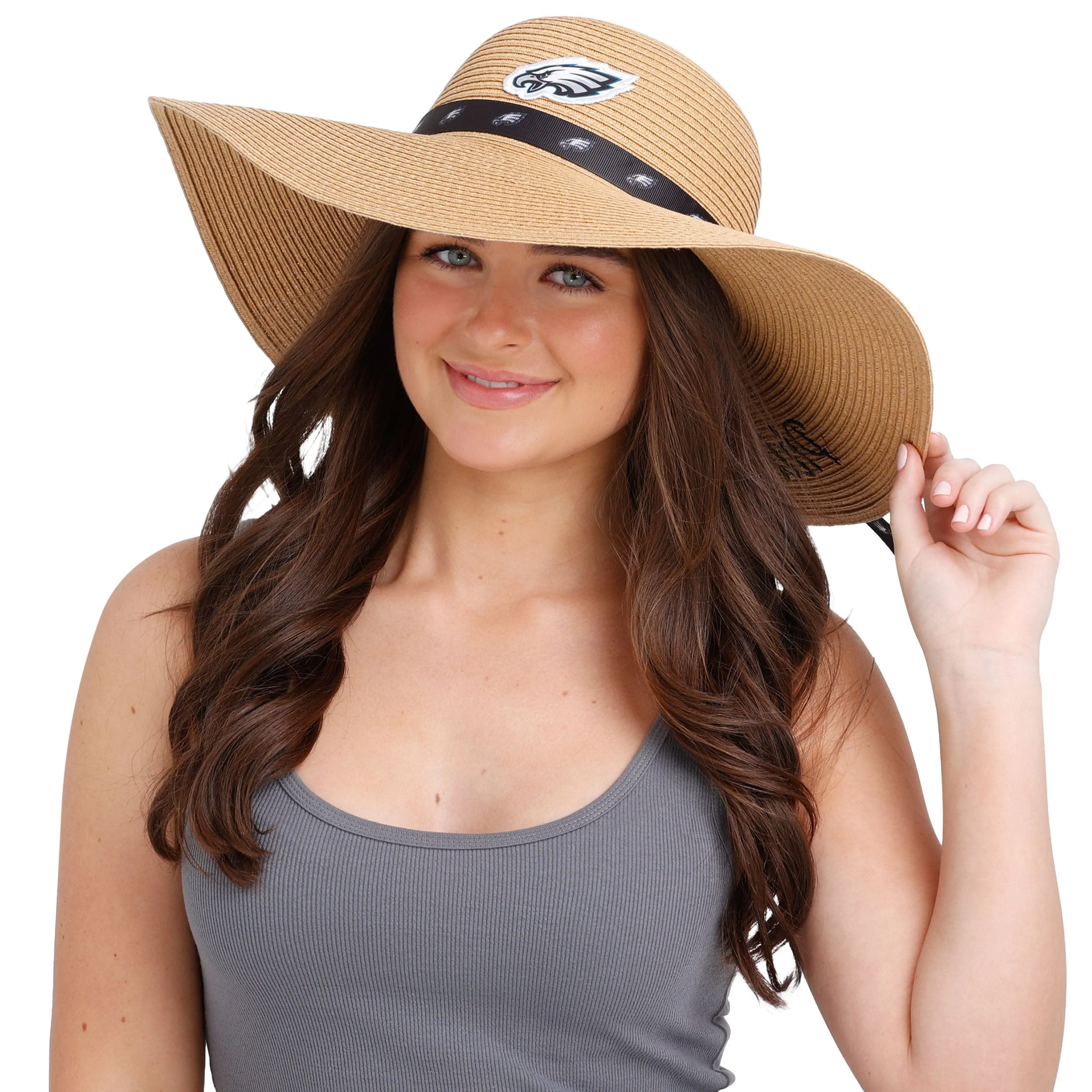 Philadelphia Eagles NFL Womens Wordmark Beach Straw Hat - Image 3