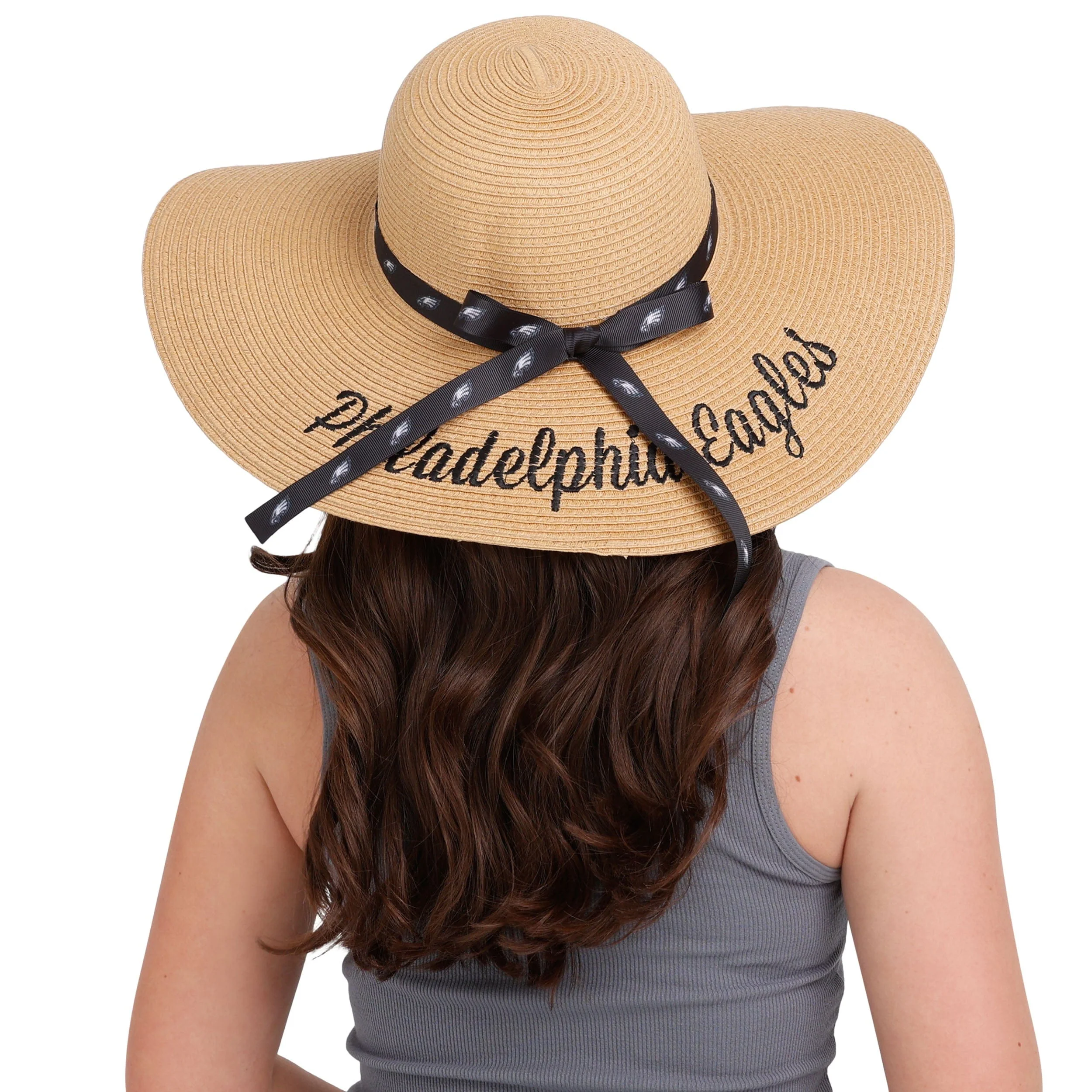 Philadelphia Eagles NFL Womens Wordmark Beach Straw Hat - Image 4