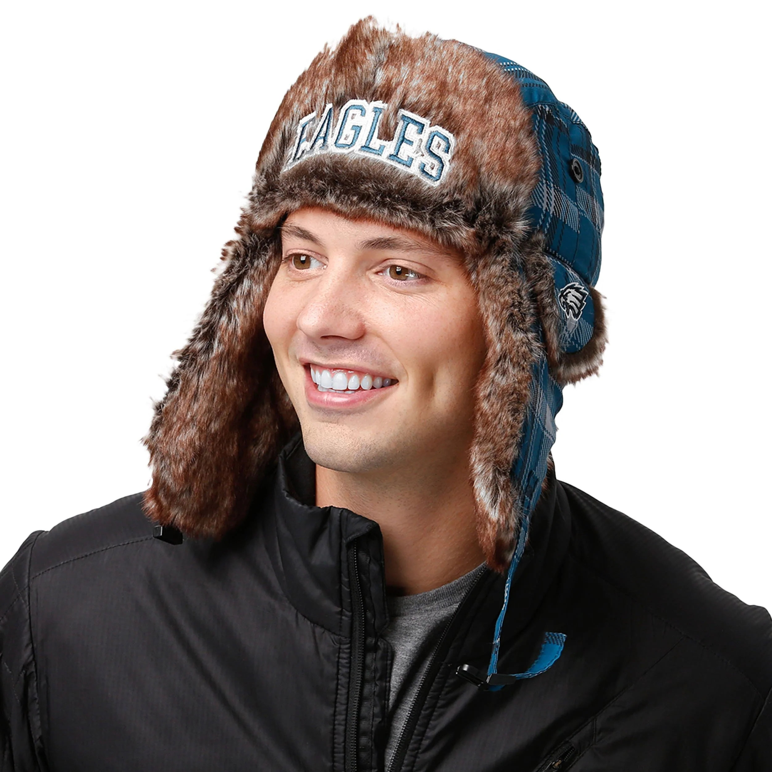 Philadelphia Eagles NFL Wordmark Flannel Trapper Hat - Image 2