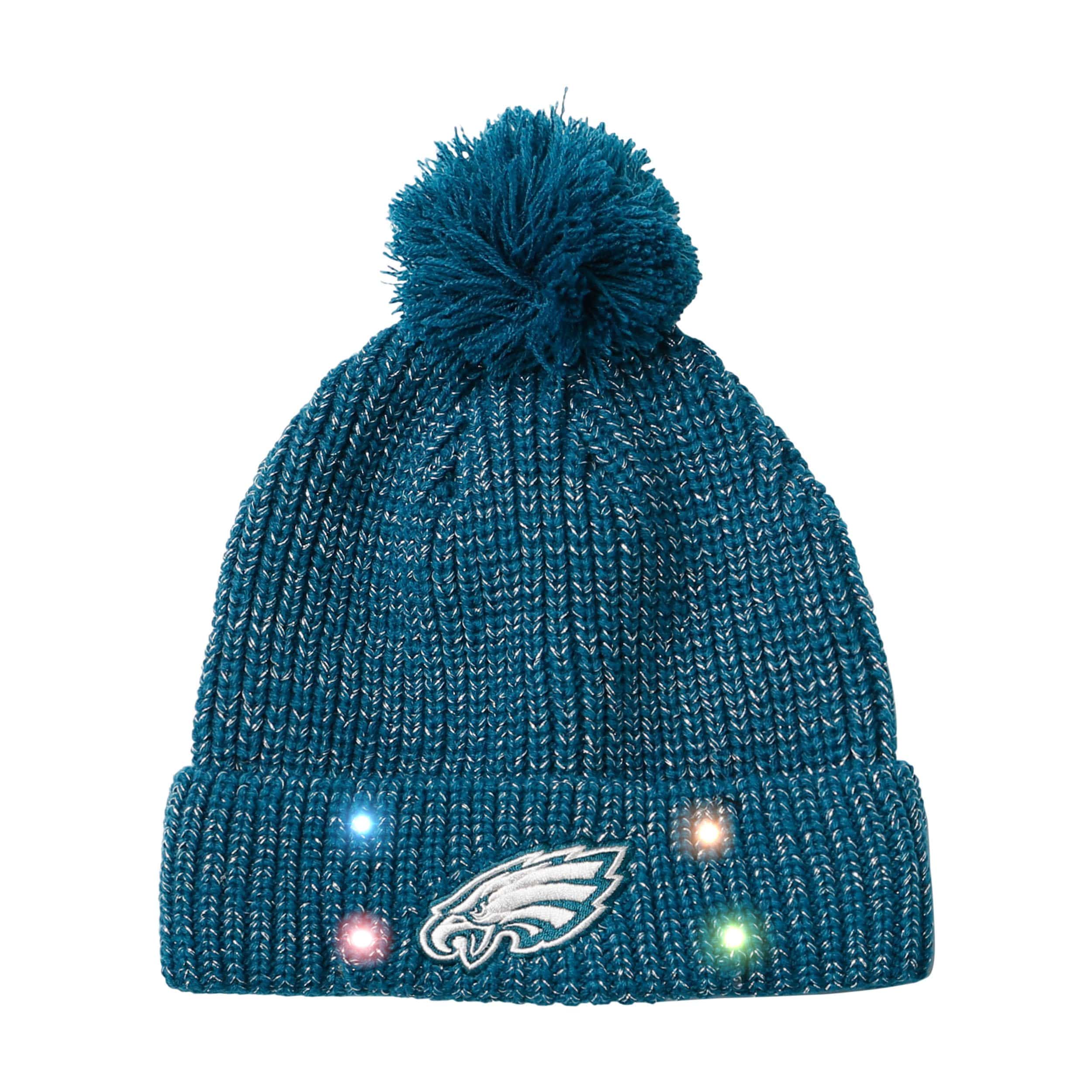 Philadelphia Eagles Womens NFL Glitter Knit Light Up Beanie - Image 2