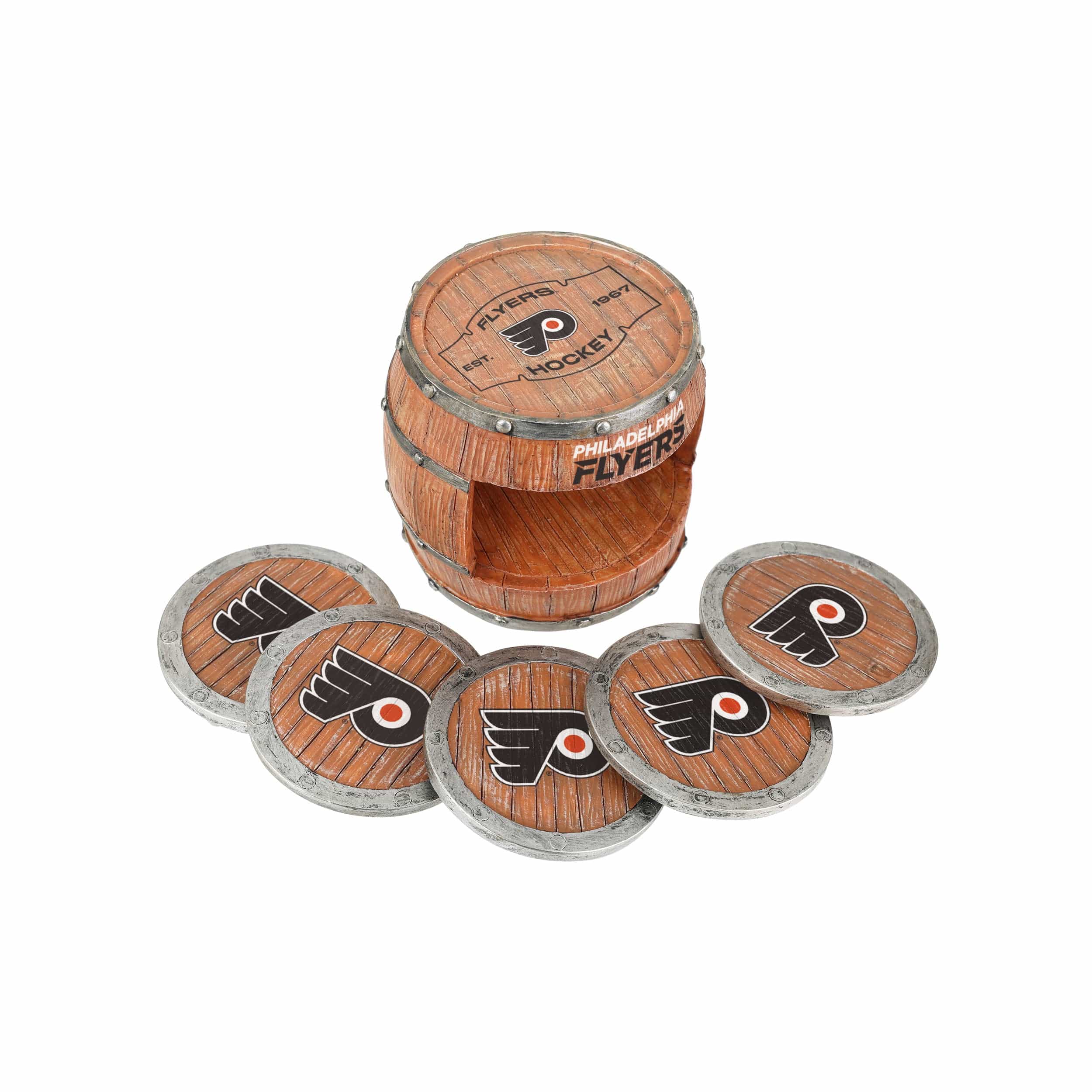 Philadelphia Flyers NHL 5 Pack Barrel Coaster Set - Image 3