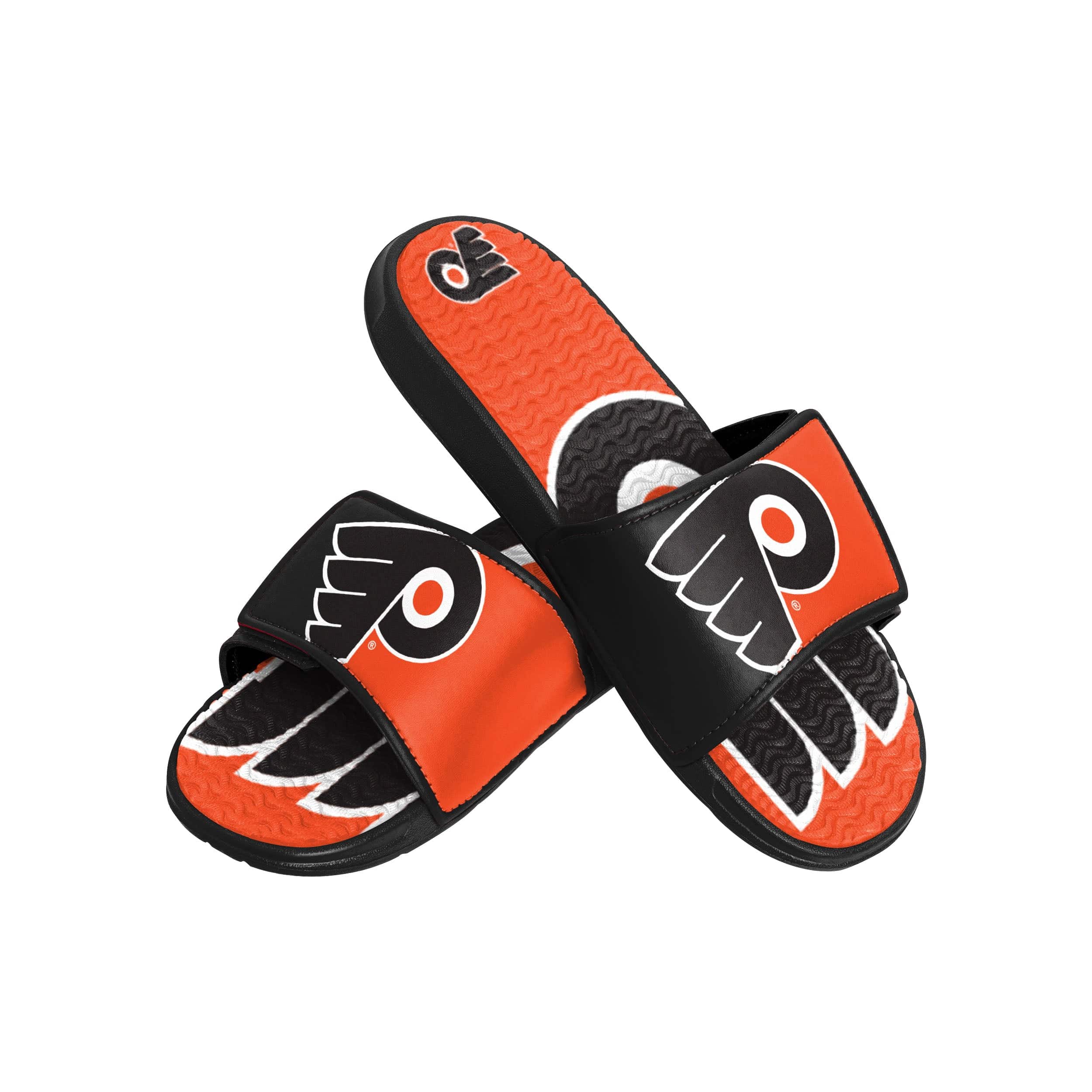 Philadelphia Flyers NHL Mens Colorblock Big Logo Gel Slides