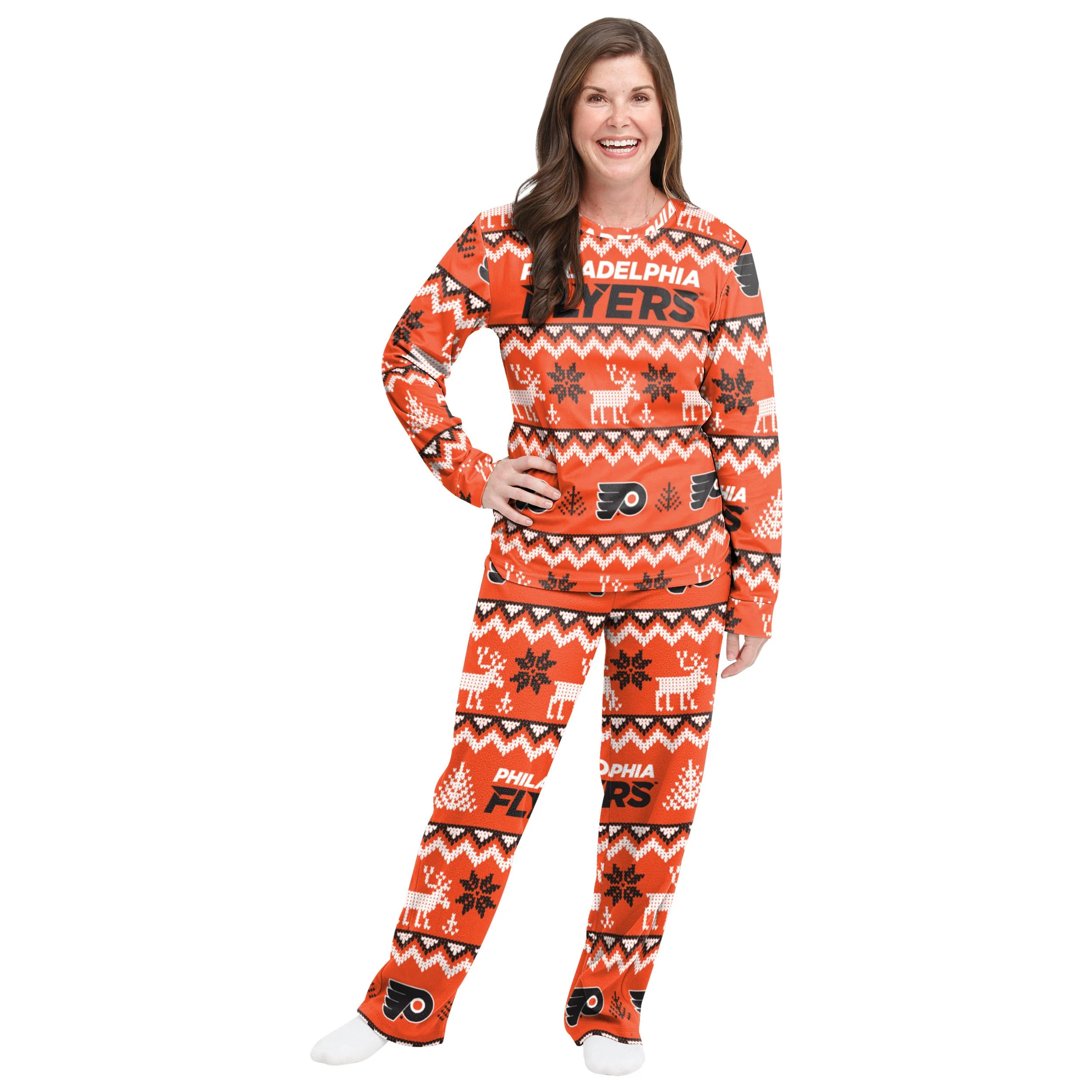 Philadelphia Flyers NHL Ugly Pattern Family Holiday Pajamas - Image 6