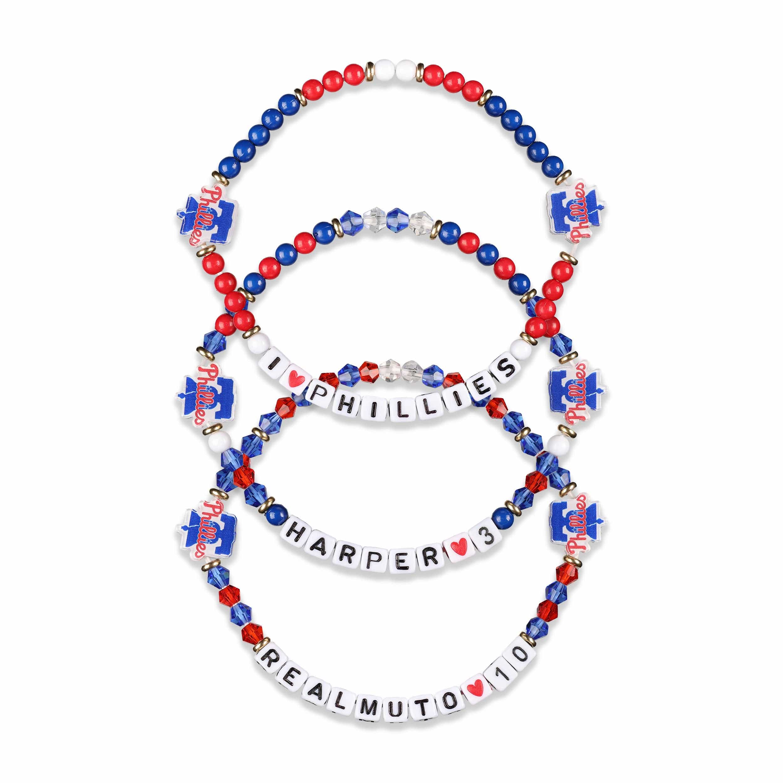 Philadelphia Phillies MLB Bryce Harper & JT Realmuto 3 Pack Player Friendship Bracelet