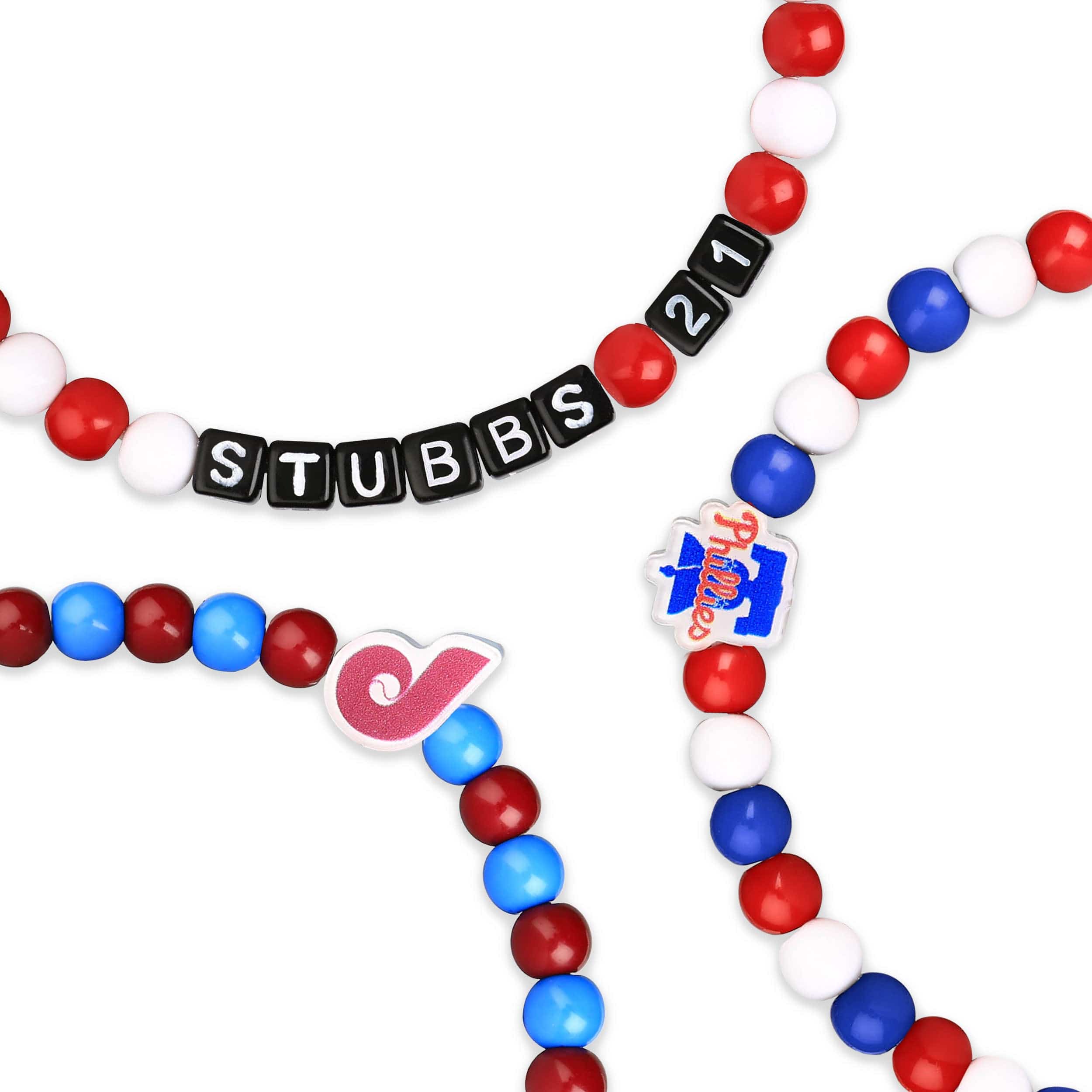Philadelphia Phillies MLB Garrett Stubbs 3 Pack Player Beaded Friendship Bracelet - Image 2